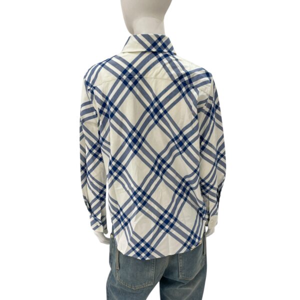 Burberry Checked White/Blue Flannel Shirt in Cotton - Image 3