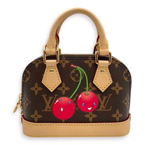 Alma LV x TM Cherry Nano Brown Monogram Top Handle Bag in Coated Canvas, Gold hardware - Image 3