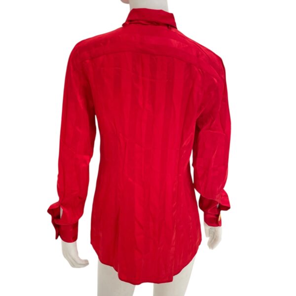 Striped Neck Scarf Detail Shirt 38 Red Ready-To-Wear in Silk, Gold hardware - Image 3