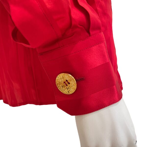 Striped Neck Scarf Detail Shirt 38 Red Ready-To-Wear in Silk, Gold hardware - Image 5