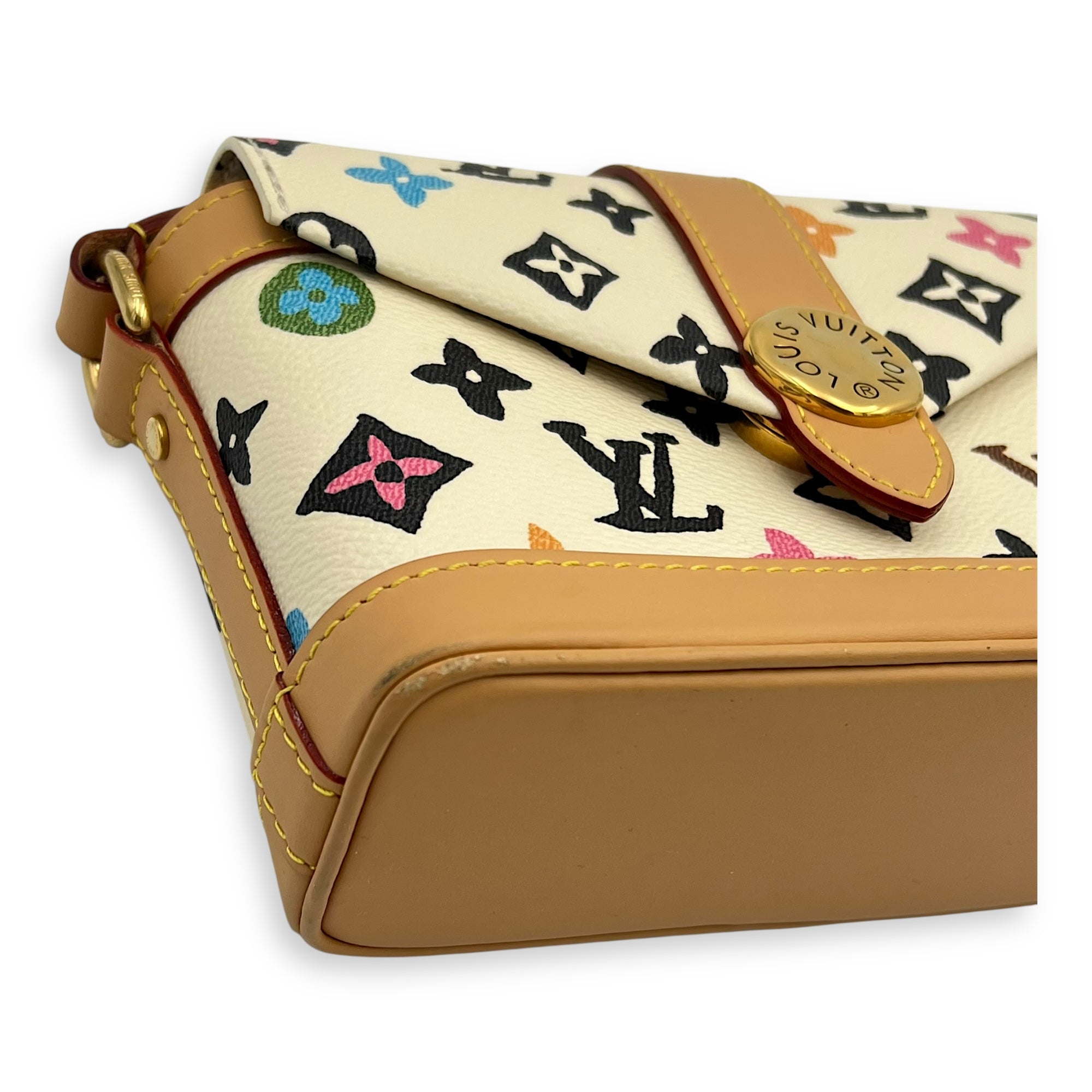 Craggy Wearable Wallet x Tyler The Creator Shoulder Bag White in Monogram Coated Canvas, Gold hardware - Image 7
