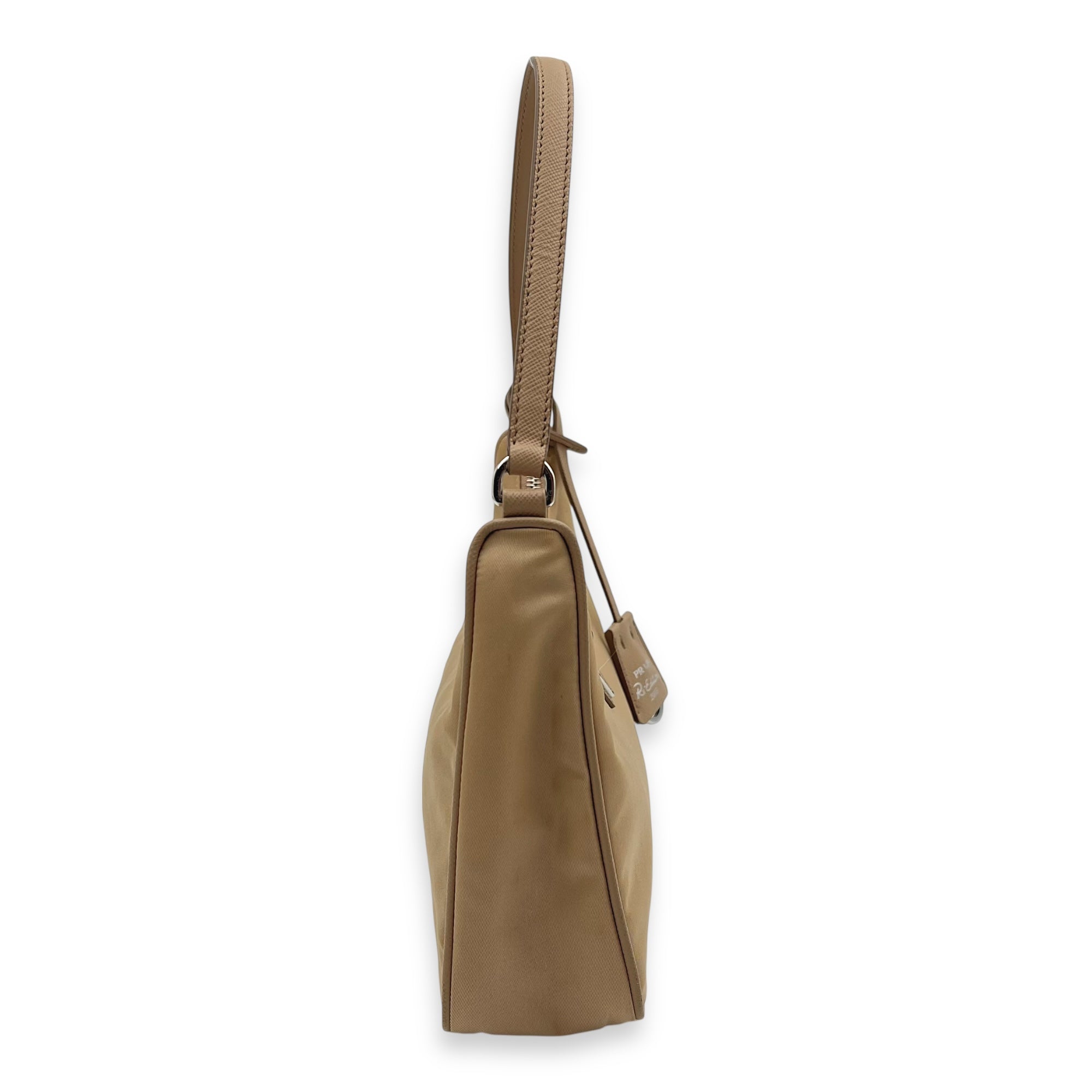 Re-Edition 2005 Shoulder Bag Beige in Re-Nylon, Silver hardware - Image 4