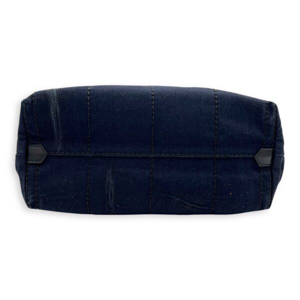 Denim Tote Bag Blue in Denim, Silver hardware - Image 6