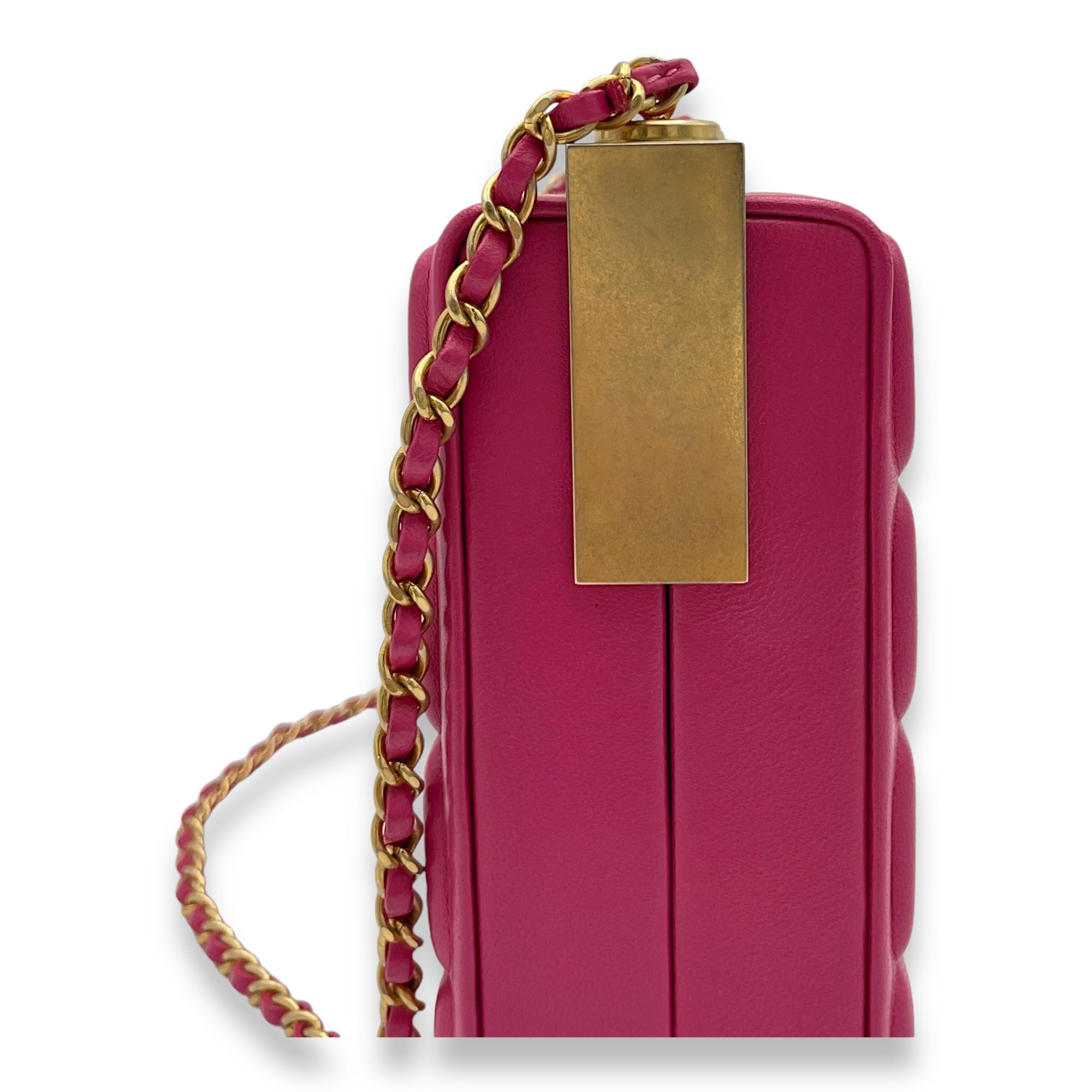 Choco Bar Pink Vanity Bag in Lambskin, Gold hardware - Image 8