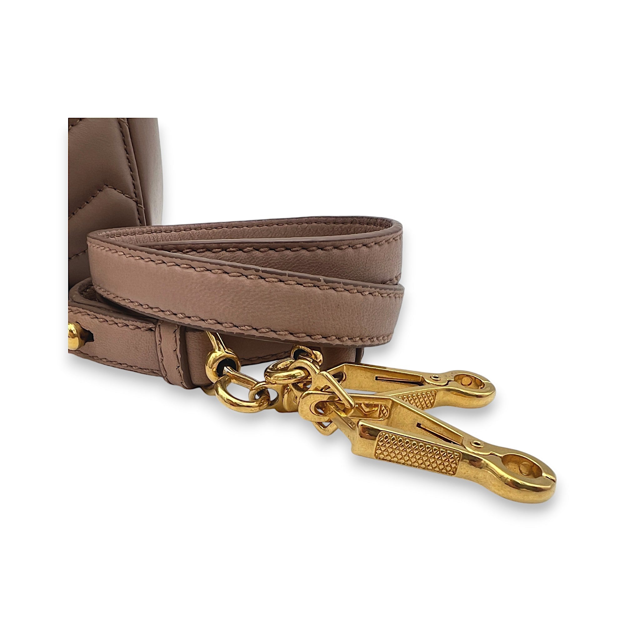 GG Marmont Beige Top Handle Bag in Calfskin, Gold hardware - Image 10