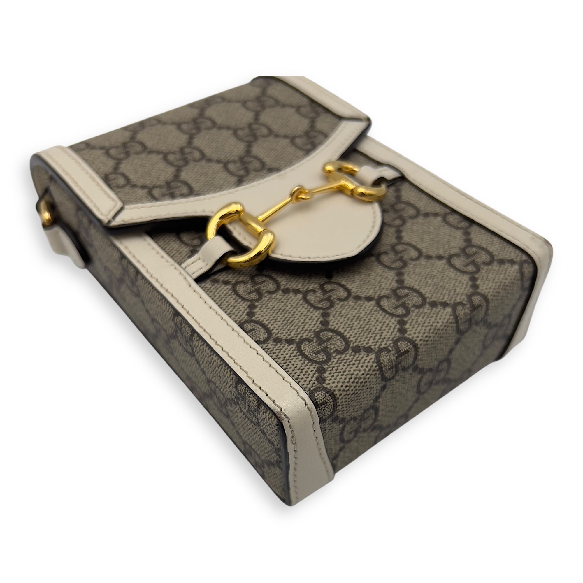 Horsebit 1955 Brown Crossbody Bag in Monogram Coated Canvas, Gold hardware - Image 10