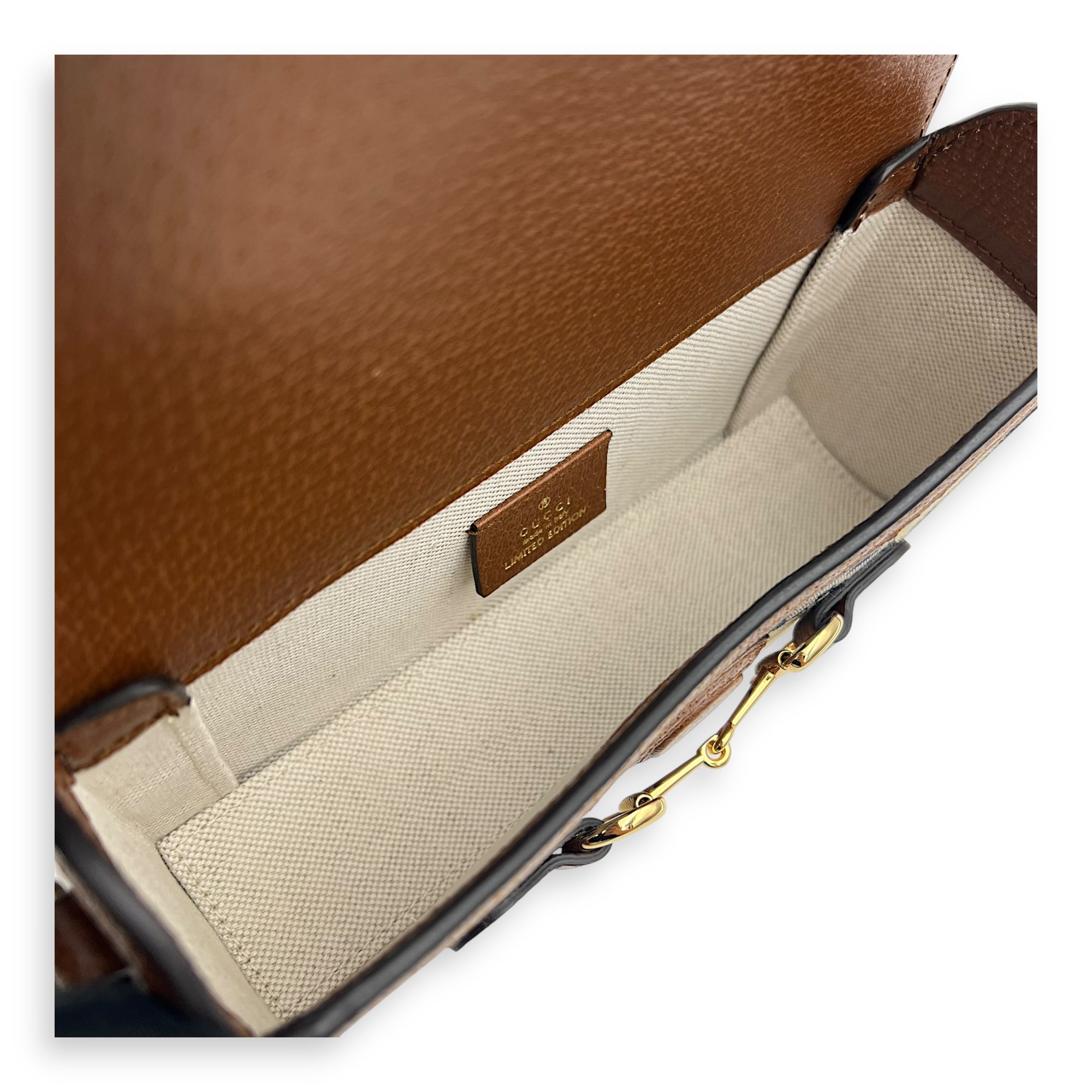 Limited Edition Horsebit 1955 Brown Crossbody Bag in Canvas, Gold hardware - Image 7