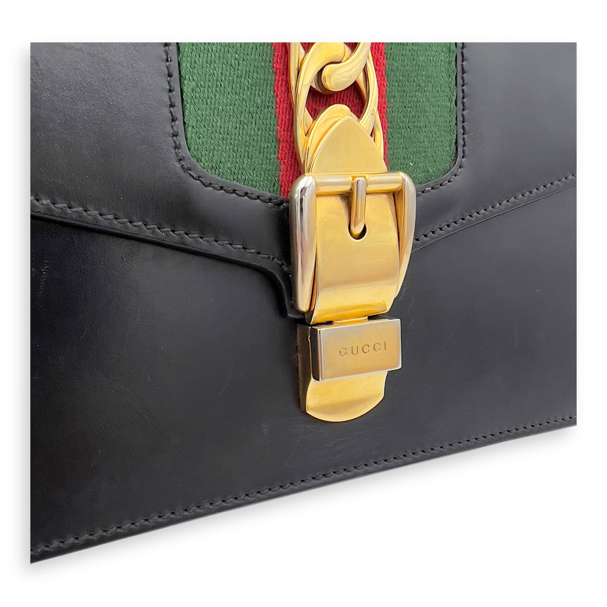 Sylvie Shoulder Bag Black in Calfskin, Gold hardware - Image 16
