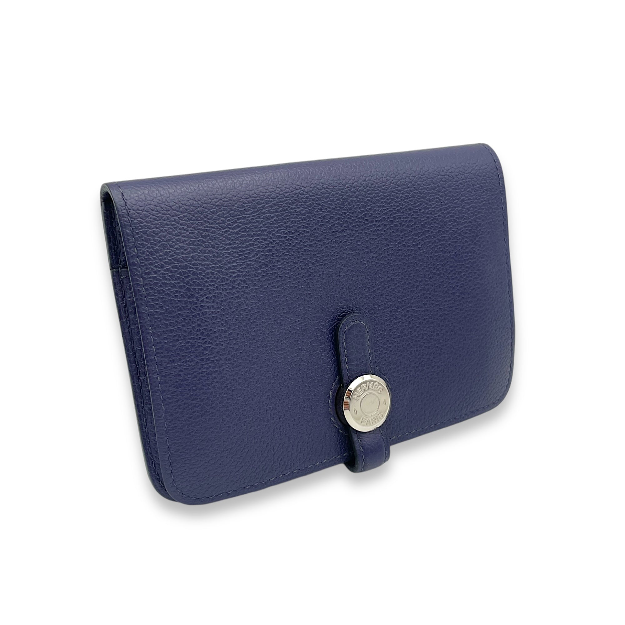 Dogon Compact Bleu Encre in Calfskin, Palladium hardware - Image 4