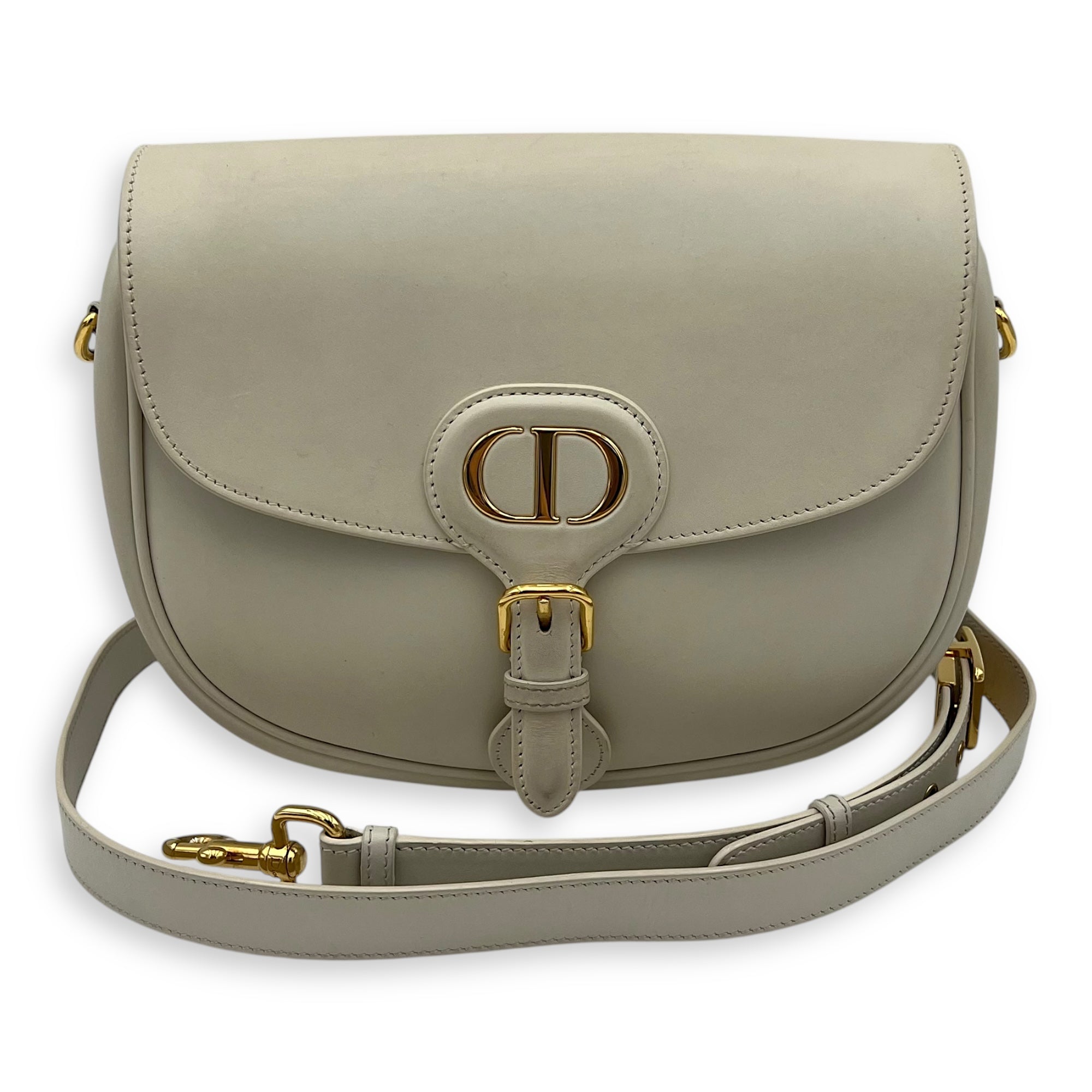 Bobby Medium White Crossbody Bag in Calfskin, Gold hardware - Image 13