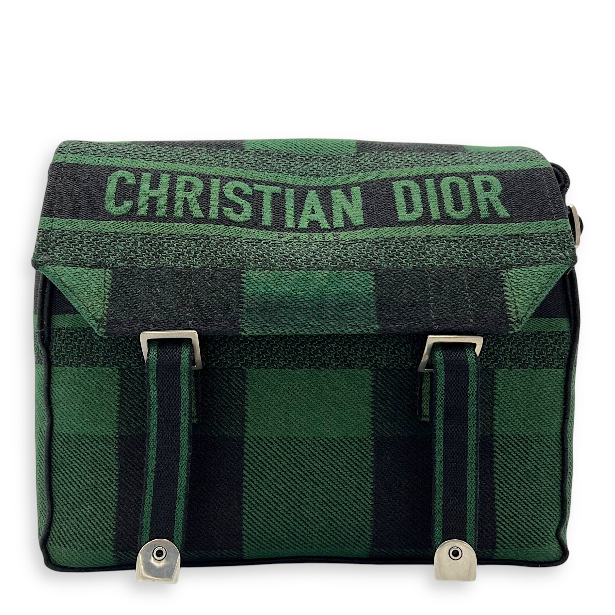 Camp Crossbody Bag Green in Canvas, Silver hardware