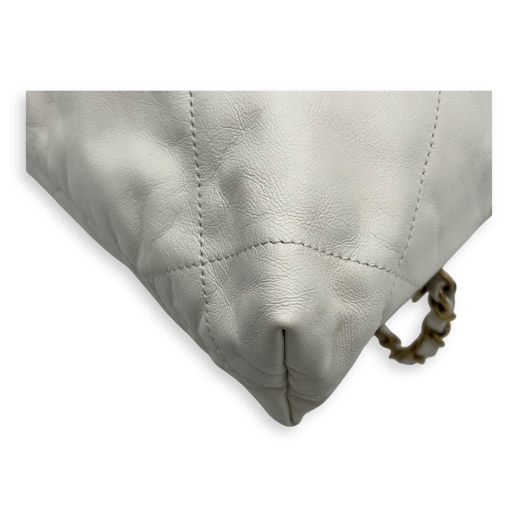 C22 Backpack White in Calfskin, Gold hardware - Image 13