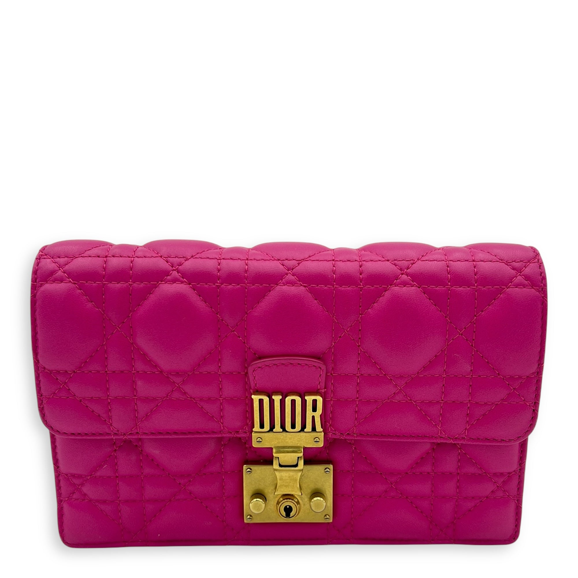 DiorAddict Shoulder Bag Pink in Lambskin, Gold hardware