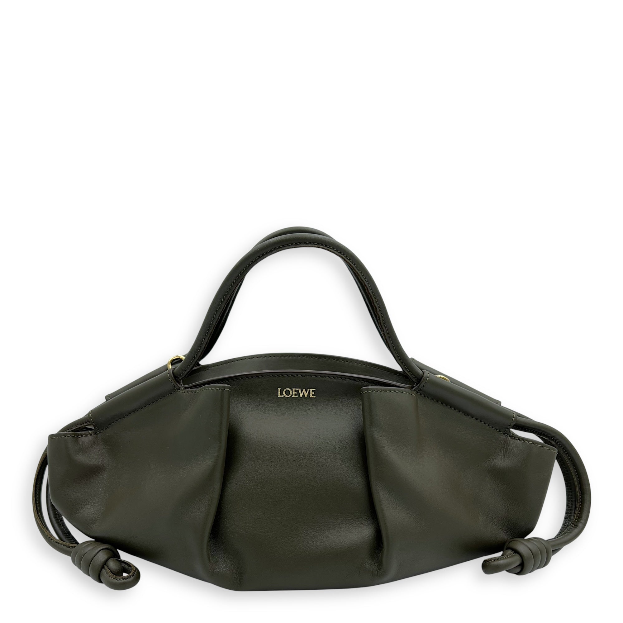 Paseo Top Handle Bag Green in Calfskin, Gold hardware