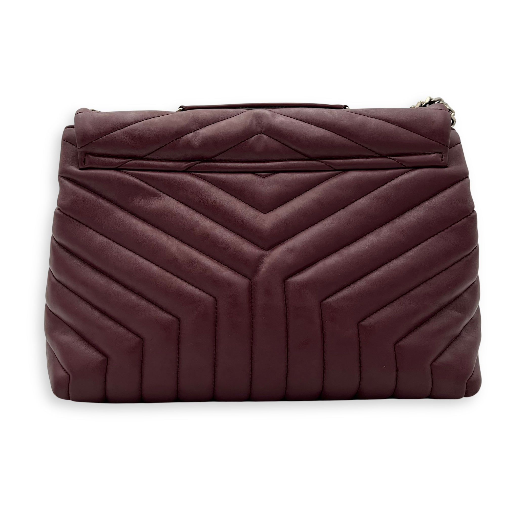 Loulou Crossbody Bag Medium Red in Calfskin, Silver hardware - Image 3