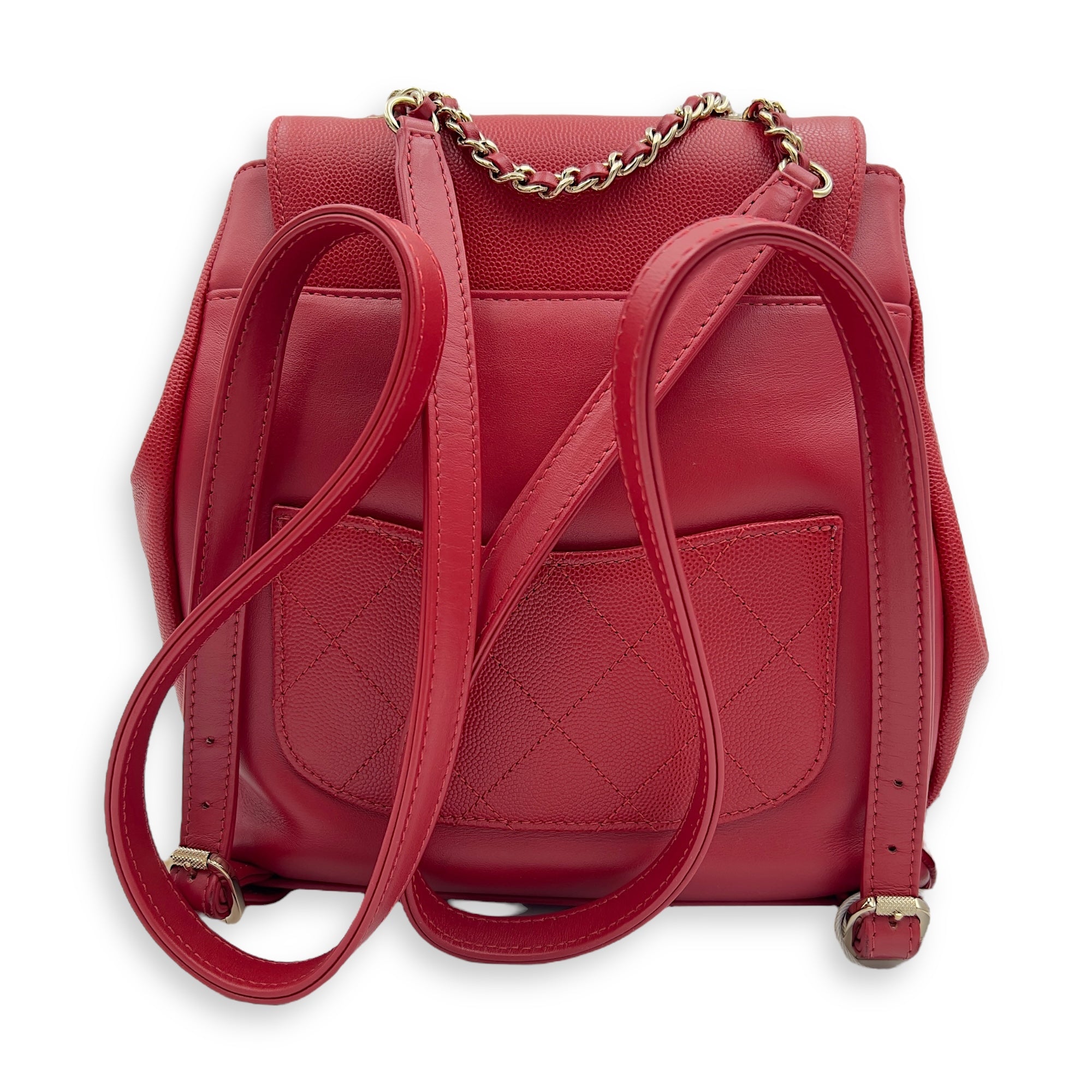 Business Affinity Backpack Red in Caviar Leather, Gold hardware - Image 3
