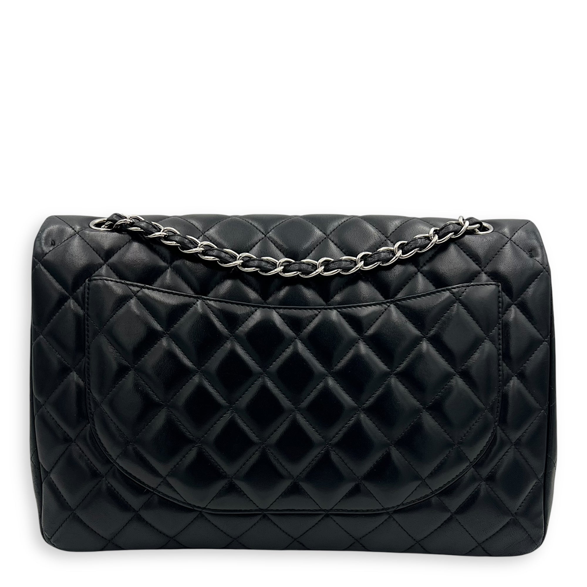 Classic Maxi Black Shoulder Bag in Lambskin, Silver hardware - Image 3