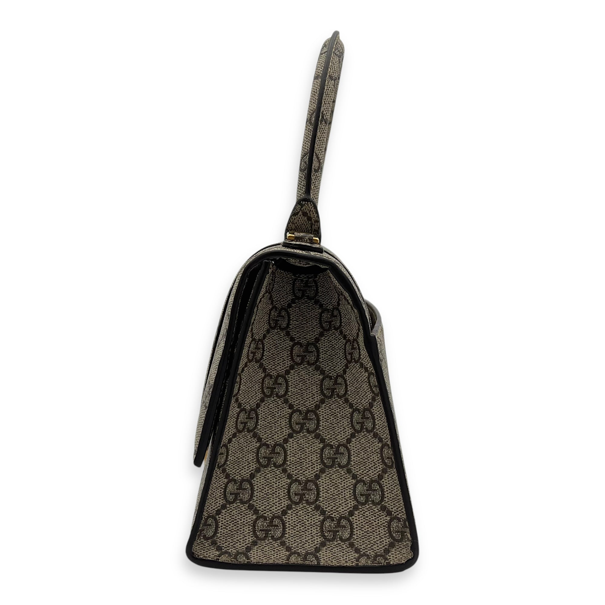 x Balenciaga Hourglass GG Supreme Brown Top Handle Bag in Monogram Coated Canvas, Gold hardware - Image 4