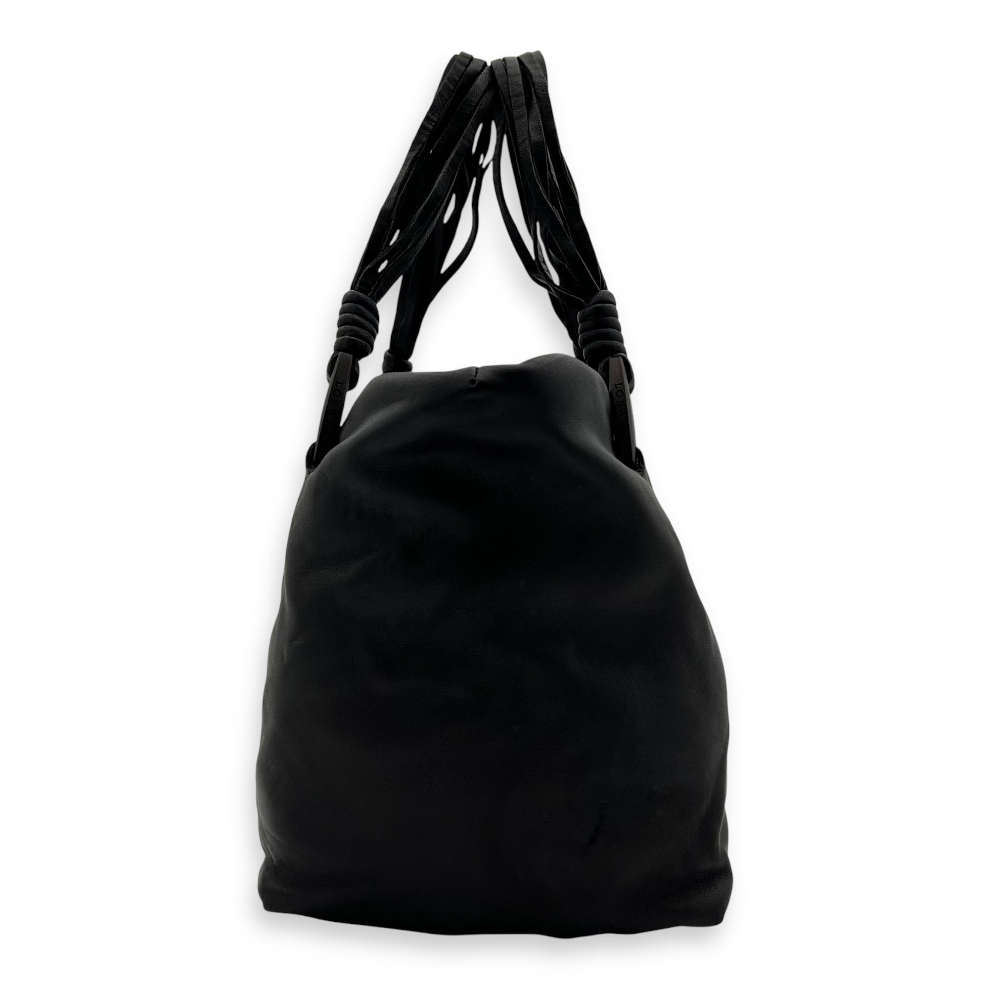 Vintage Top Handle Bag Black in Lambskin, Silver hardware - Image 4