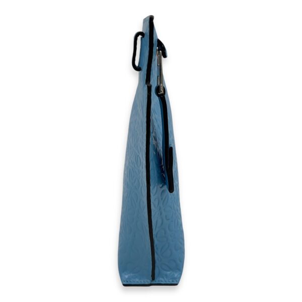 Anagram T Blue Pouch in Patent Embossed Calfskin, Silver hardware - Image 4