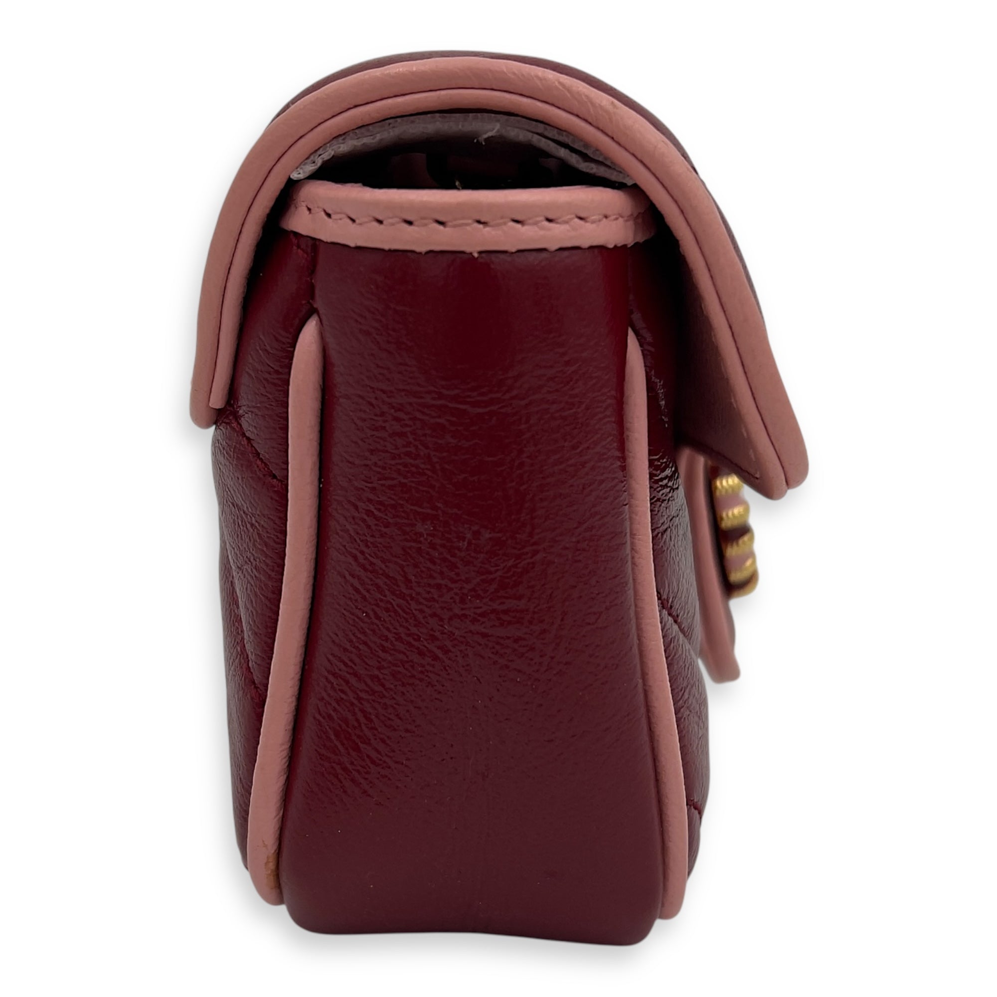 GG Marmont Crossbody Bag Super Mini Red in Calfskin, Gold hardware - Image 6