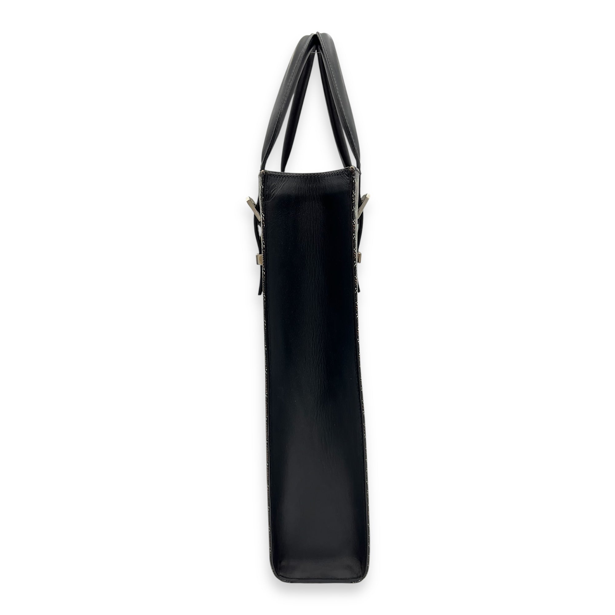 Comores Tote Bag Black in Coated Canvas, Silver hardware - Image 5