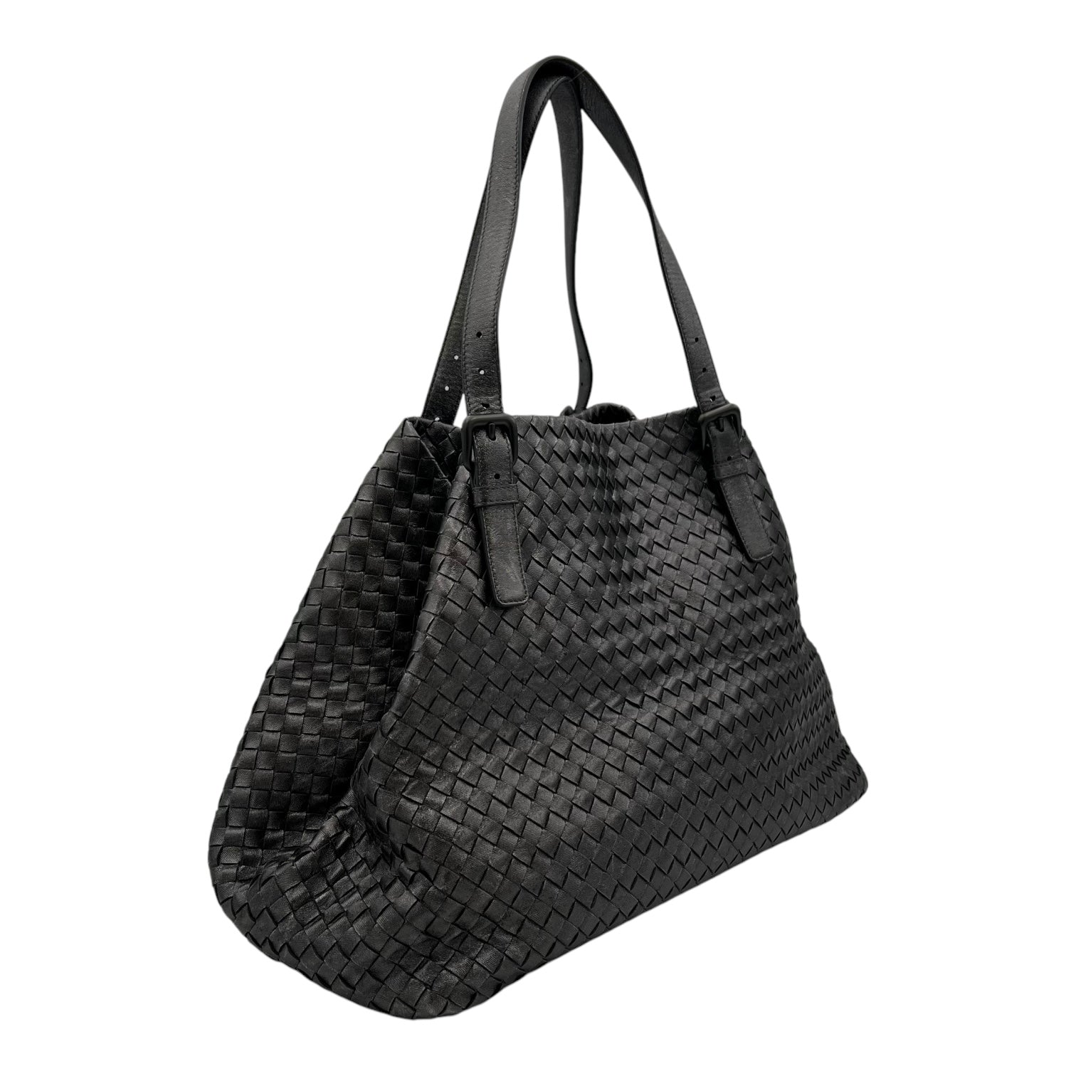 Intrecciato Shoulder Bag Metallic Grey in Calfskin, Gunmetal hardware - Image 5