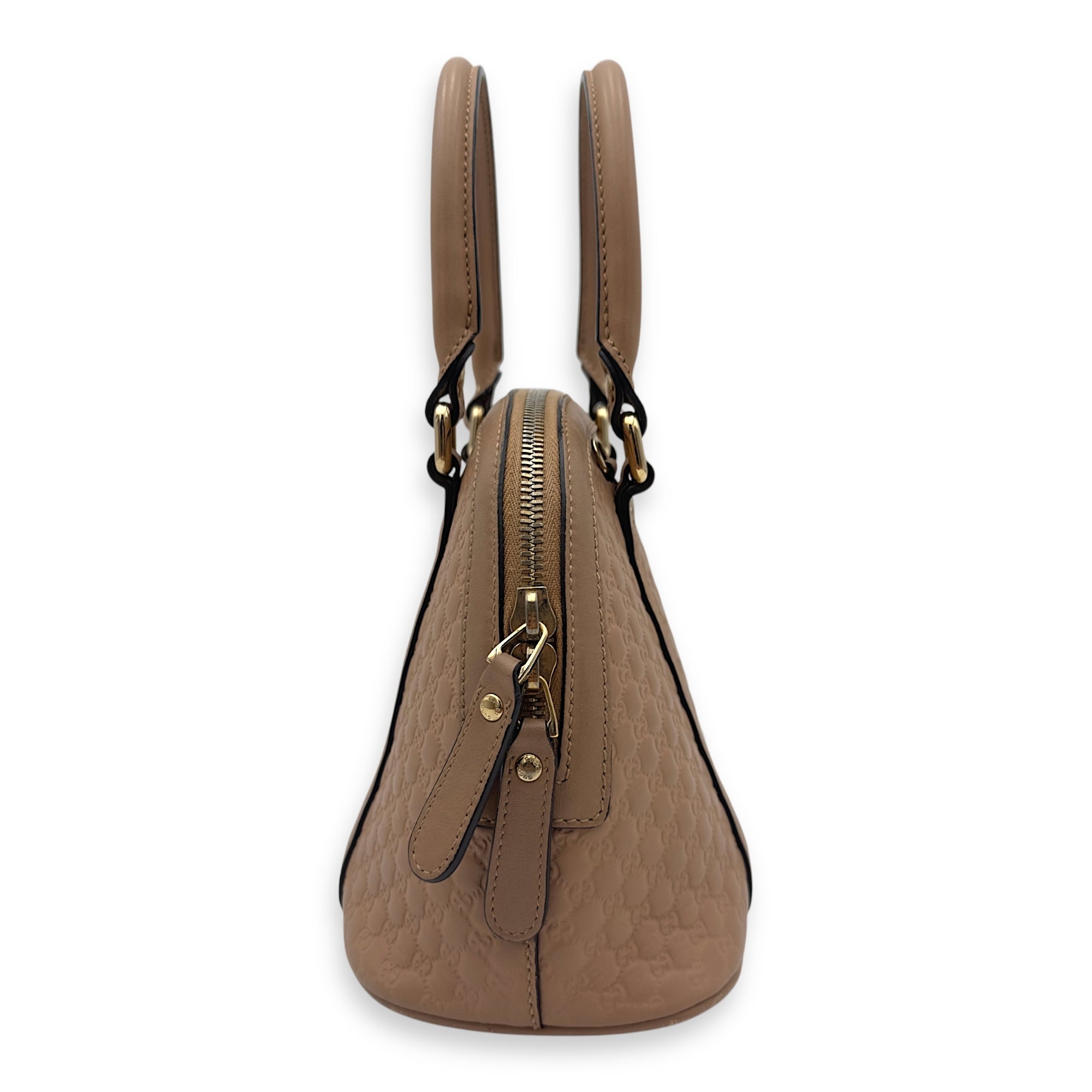 Dome Top Handle Bag Beige in Calfskin, Gold hardware - Image 5