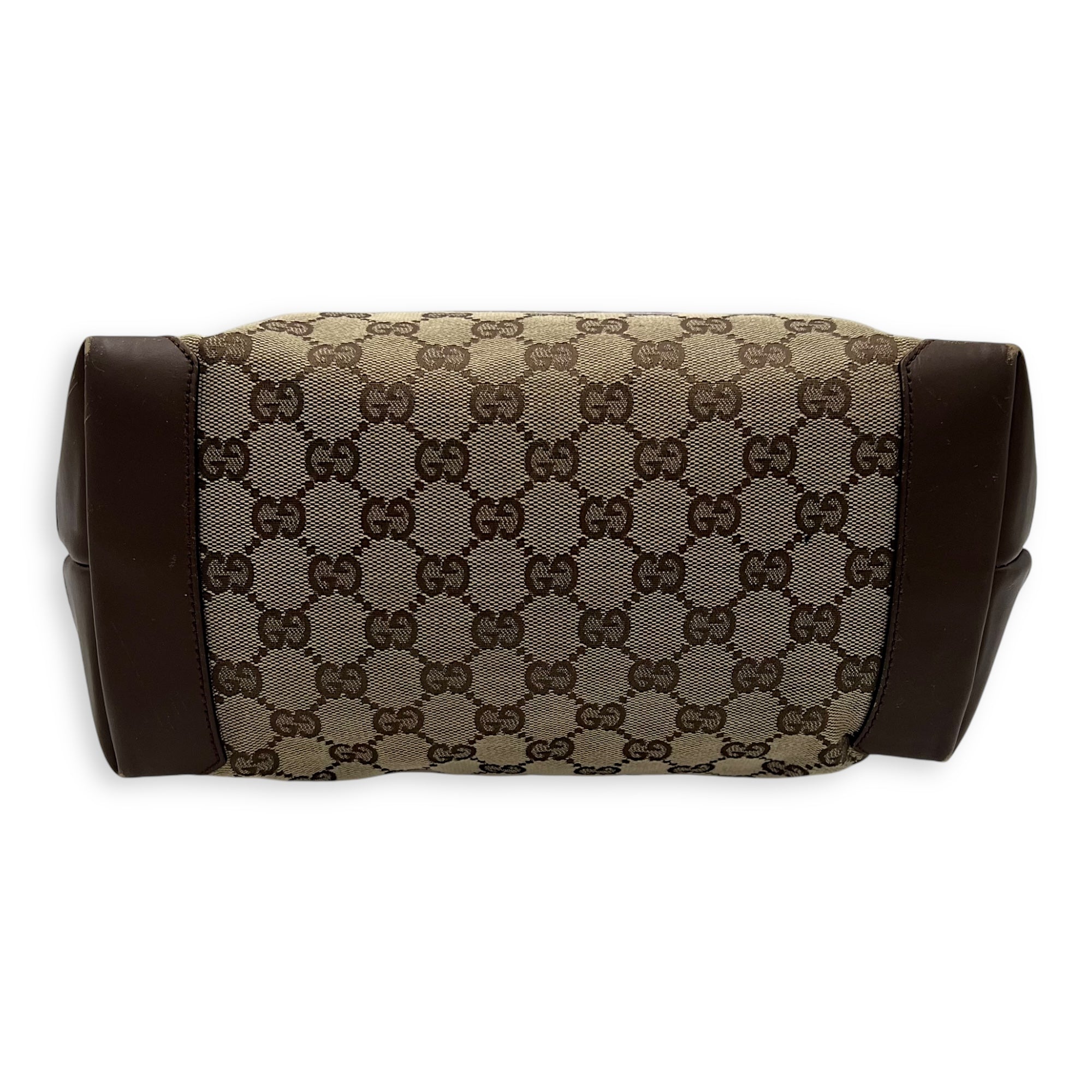 Vintage Tote Bag Brown in Coated Canvas, Silver hardware - Image 6