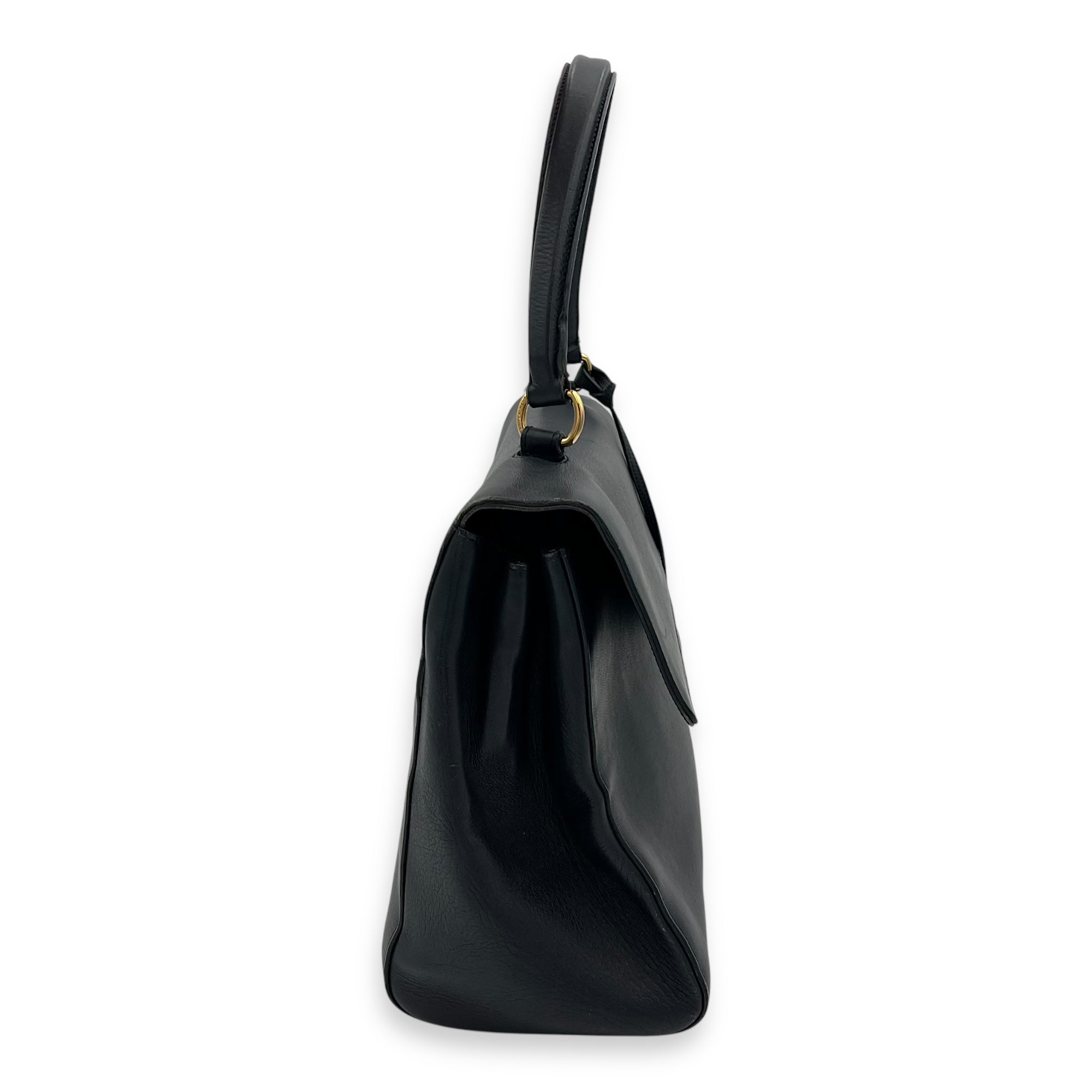 Moujik Top Handle Bag Blue in Calfskin, Gold hardware - Image 5