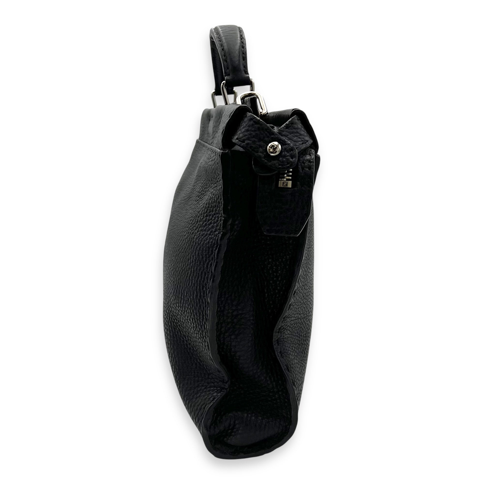 Peekaboo Top Handle Bag Black in Calfskin, Silver hardware - Image 5