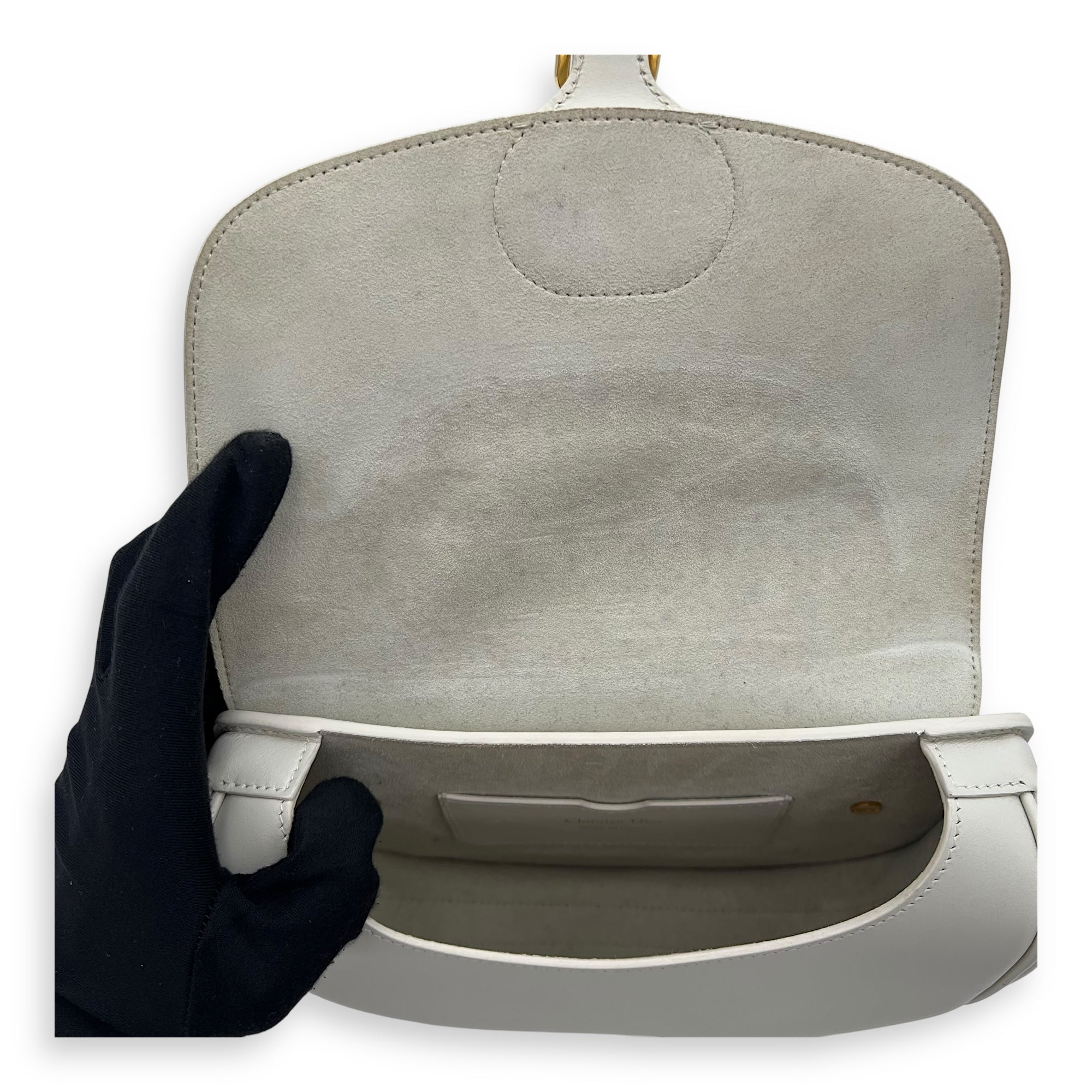 Bobby Medium White Crossbody Bag in Calfskin, Gold hardware - Image 11