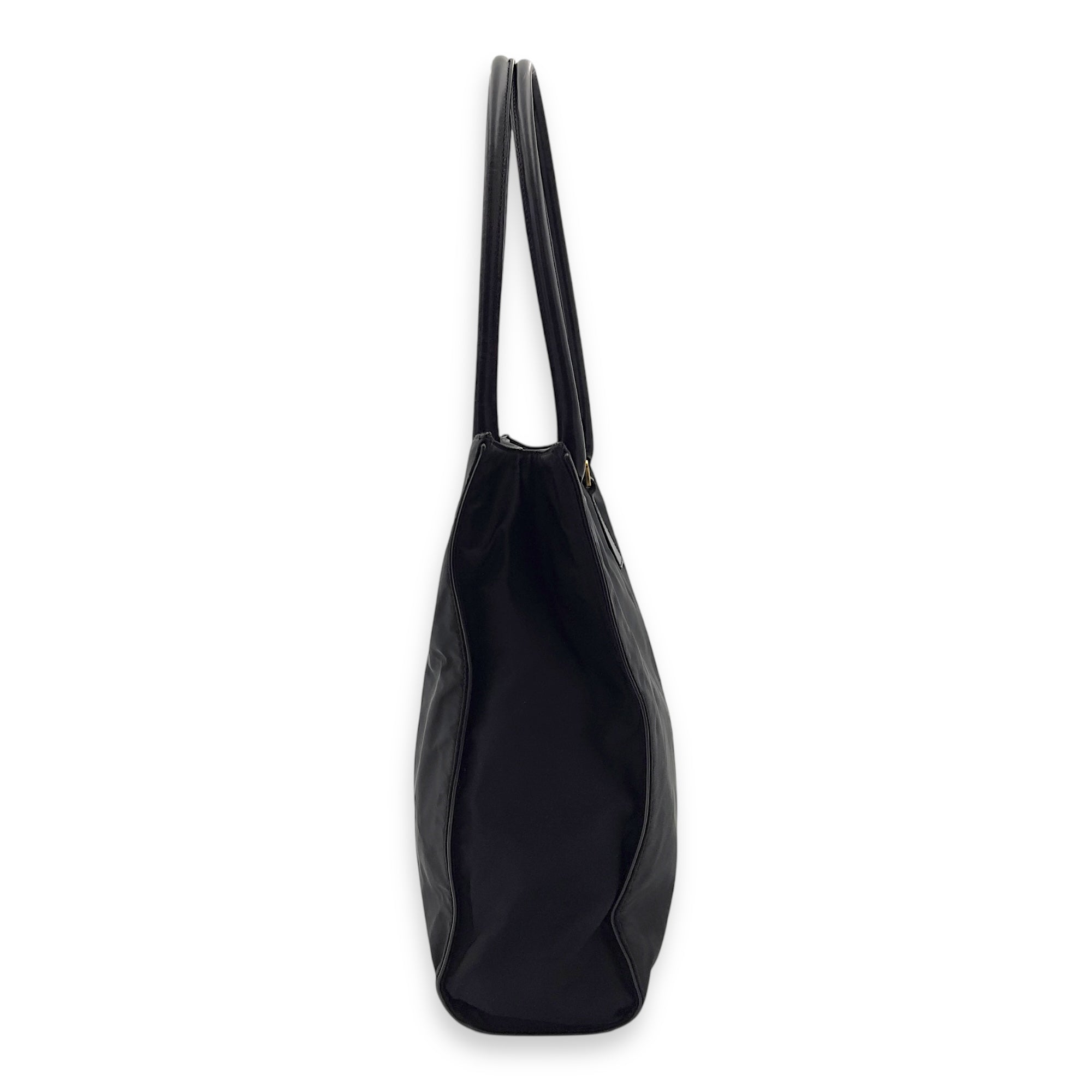 Logo Tote Bag Black in Nylon, Gold hardware - Image 5