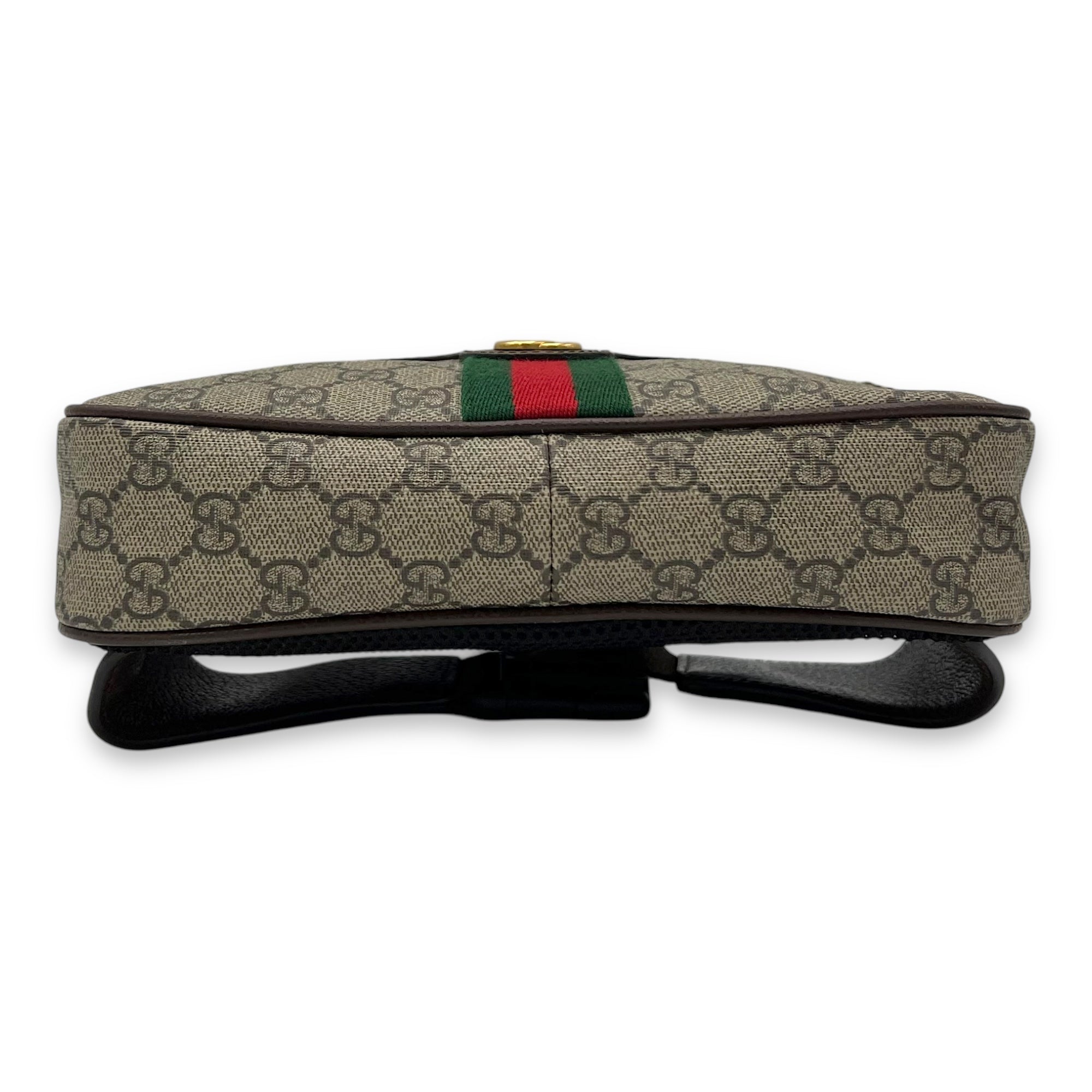 Ophidia Belt Bag Brown in Coated Canvas, Gold hardware - Image 6