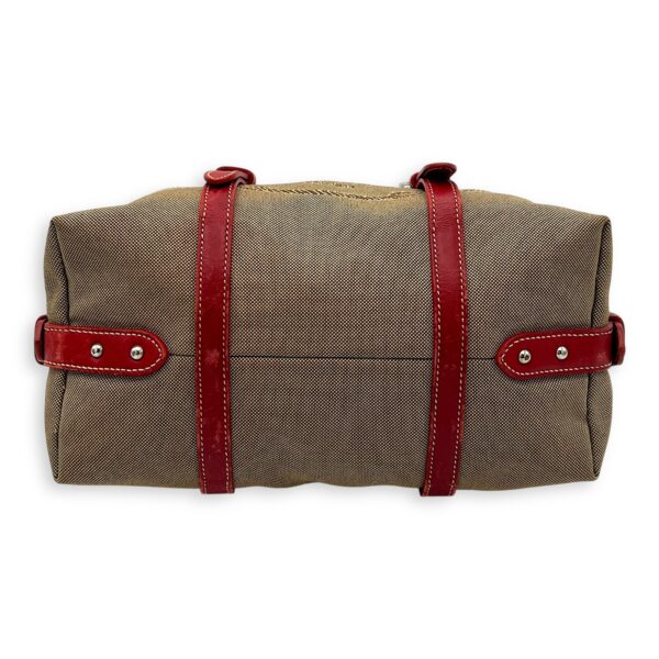 Logo Top Handle Bag Brown in Canvas, Silver hardware - Image 6