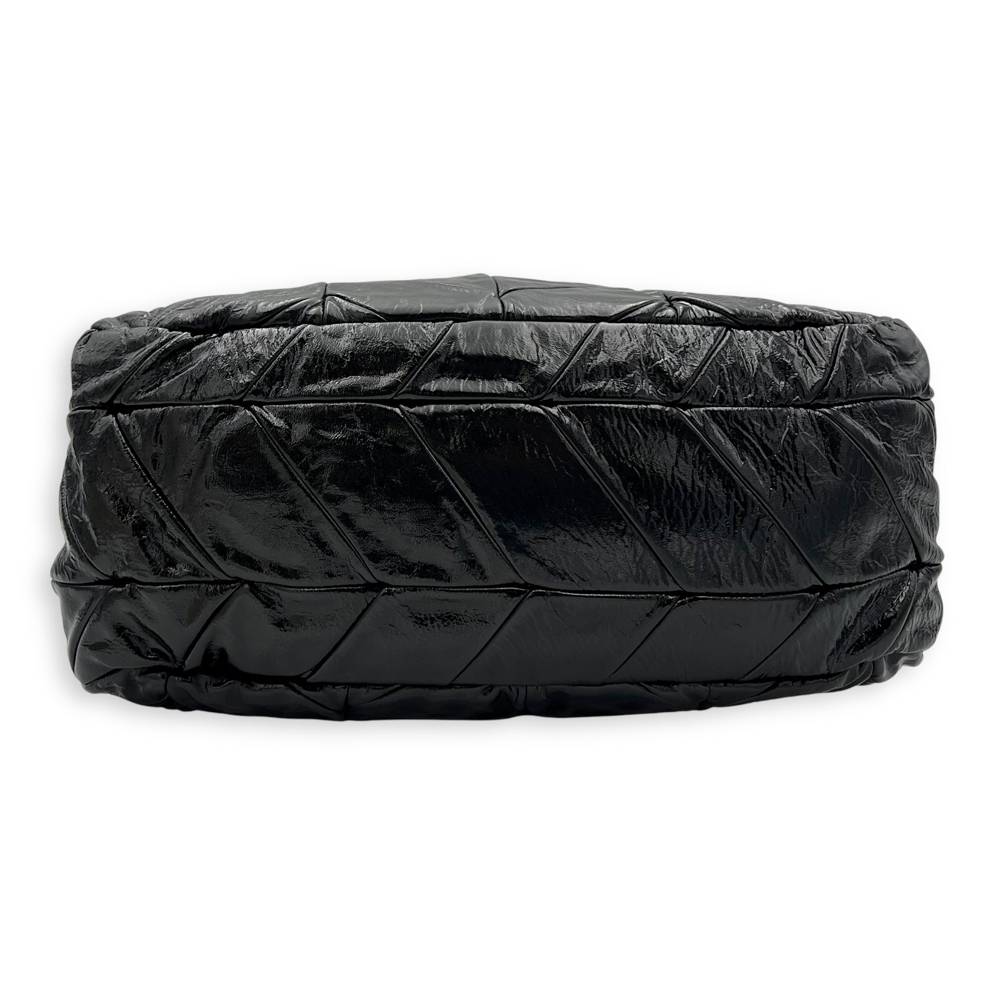 Quilted Top Handle Bag Black in Glazed Calfskin, Silver hardware - Image 6