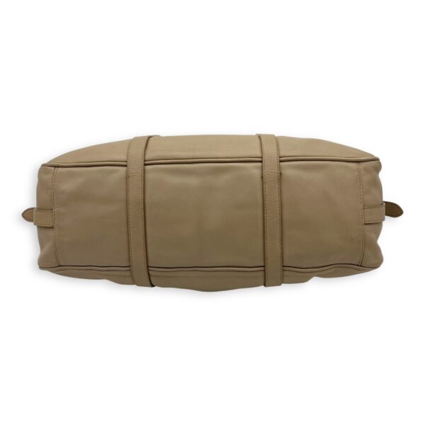 Logo Top Handle Bag Beige in Calfskin, Gold hardware - Image 6