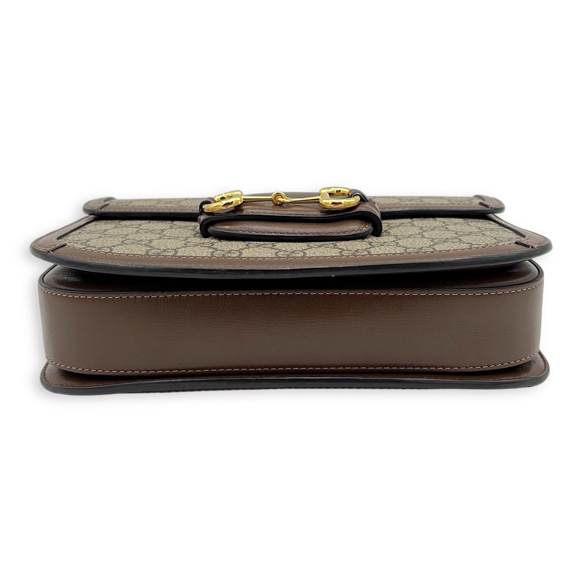 Horsebit 1955 Crossbody Bag Brown in Coated Canvas, Gold hardware - Image 6