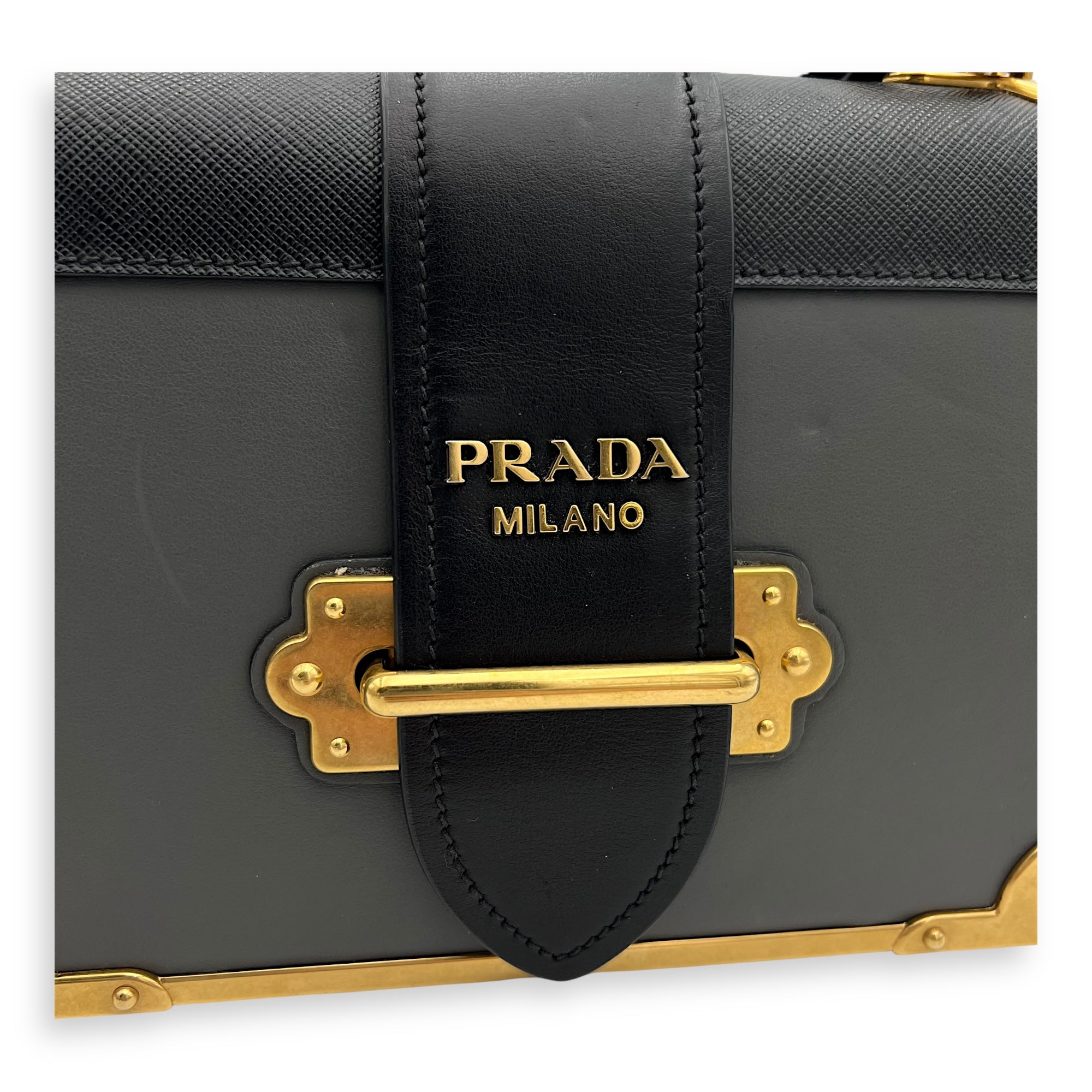 Cahier Crossbody Bag Grey in Calfskin, Gold hardware - Image 9