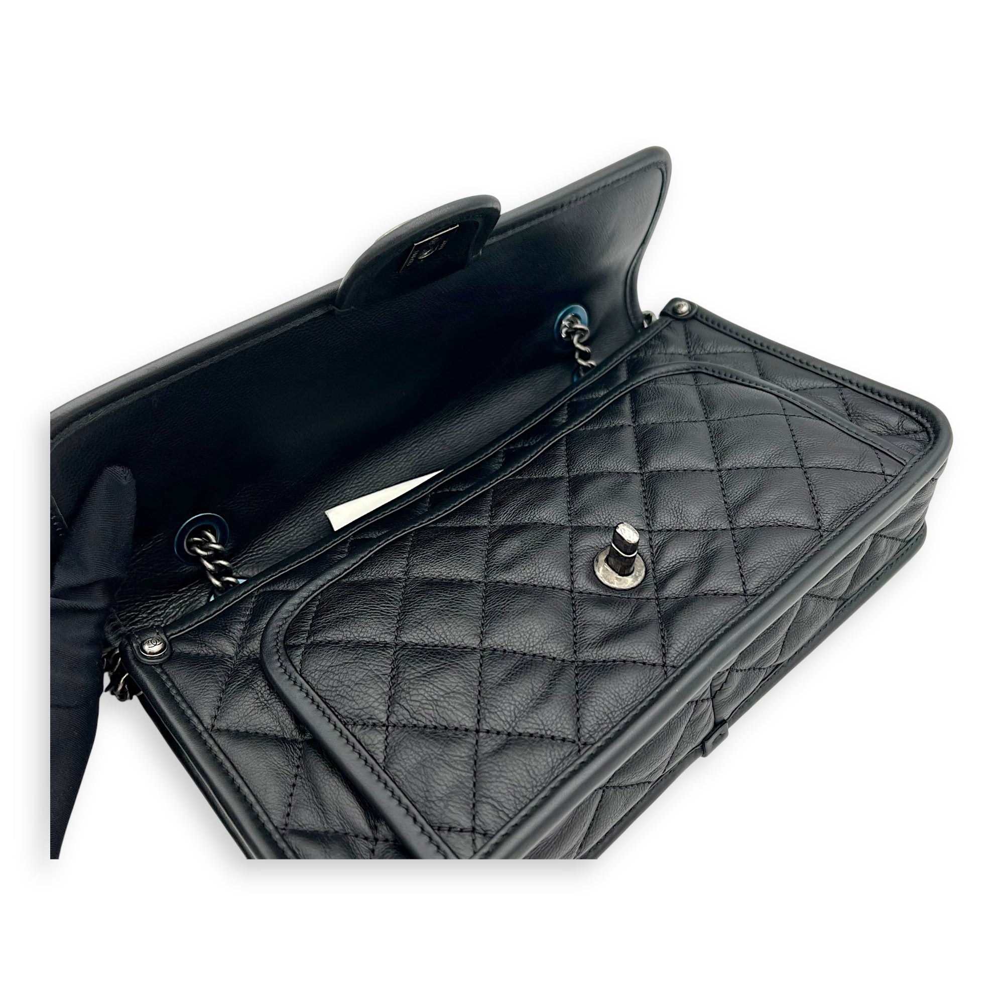 French Riviera Black Shoulder Bag in Calfskin, Gunmetal hardware - Image 7