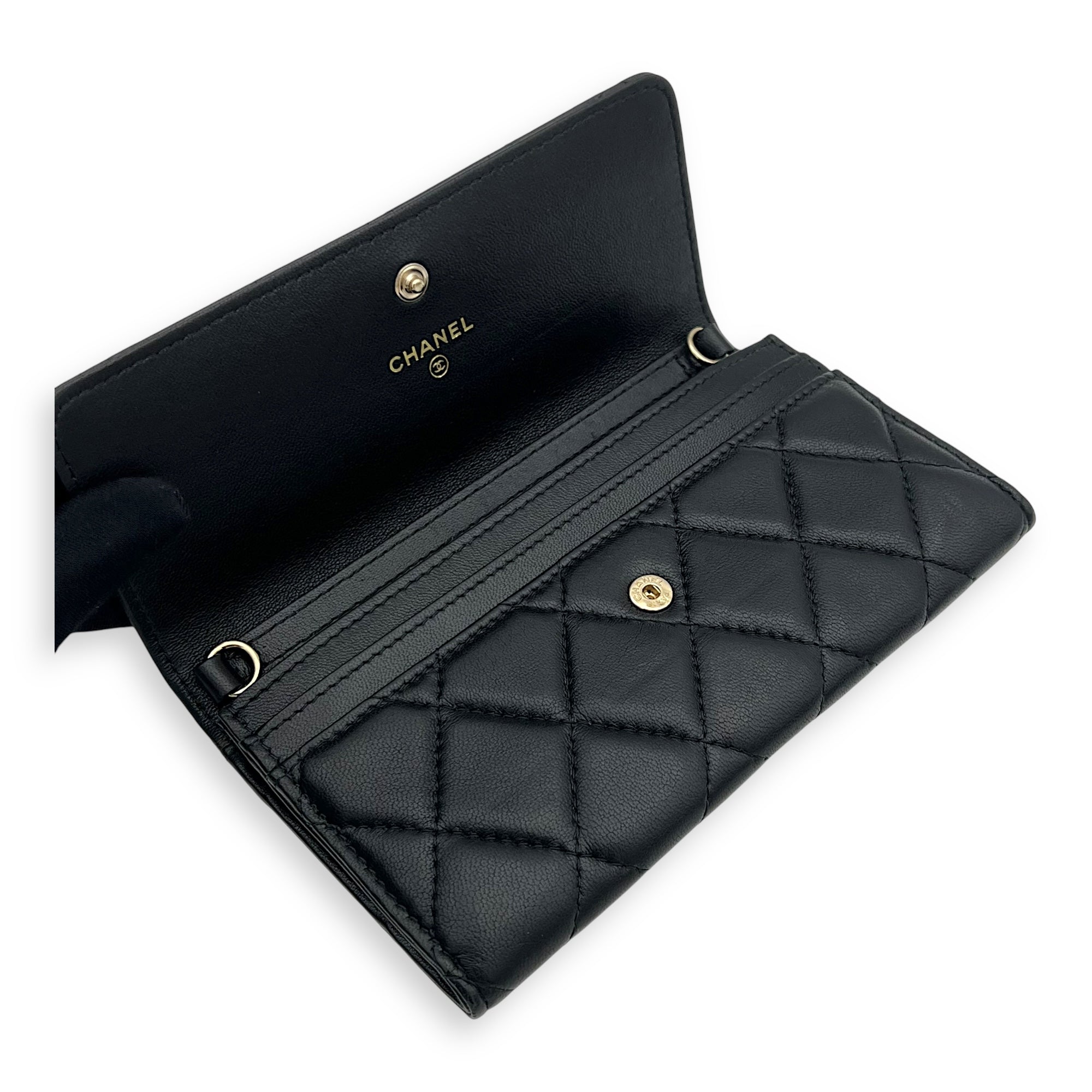 CC Wallet On Chain Black in Lambskin, Gold hardware - Image 7