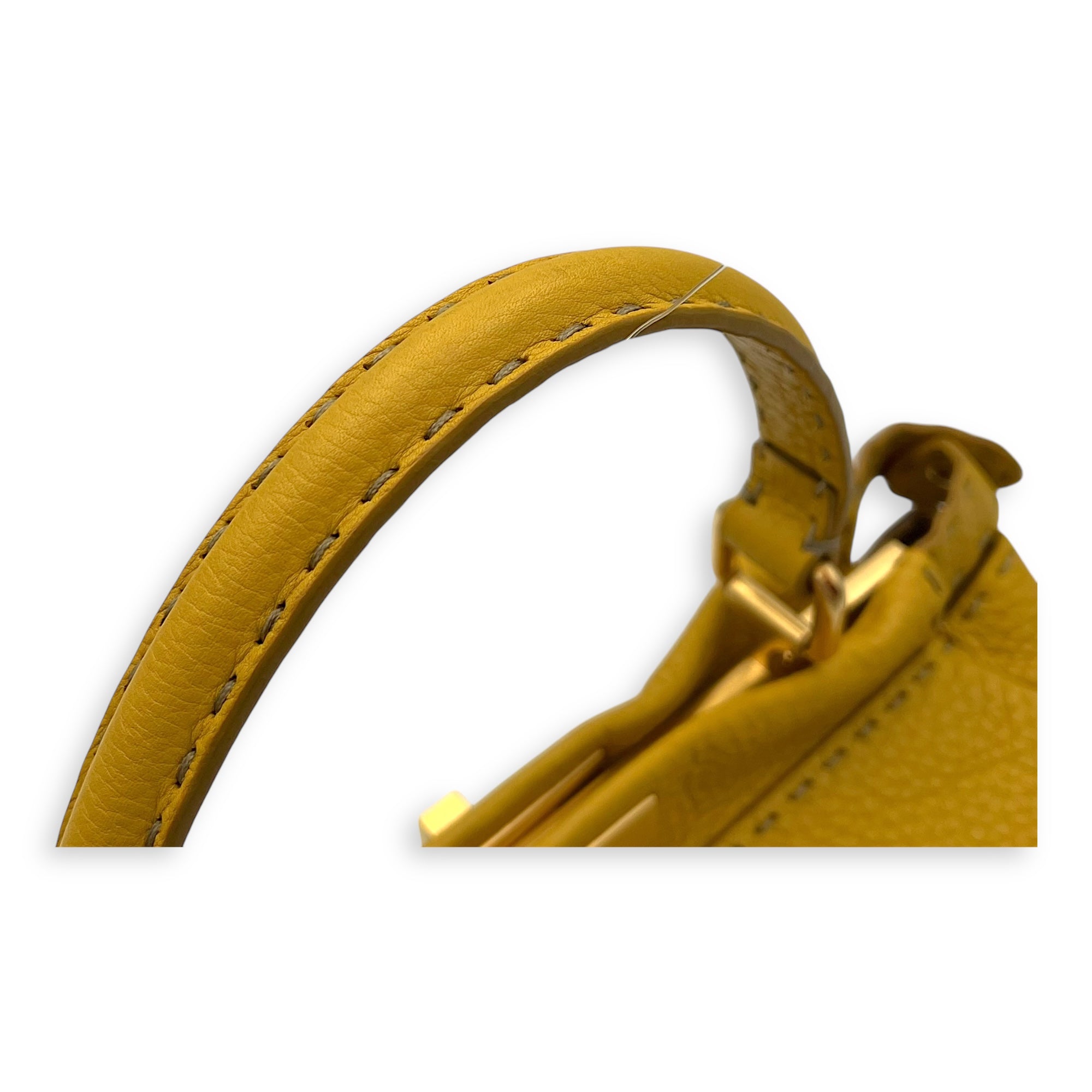 Peekaboo Top Handle Bag Yellow in Calfskin, Gold hardware - Image 8