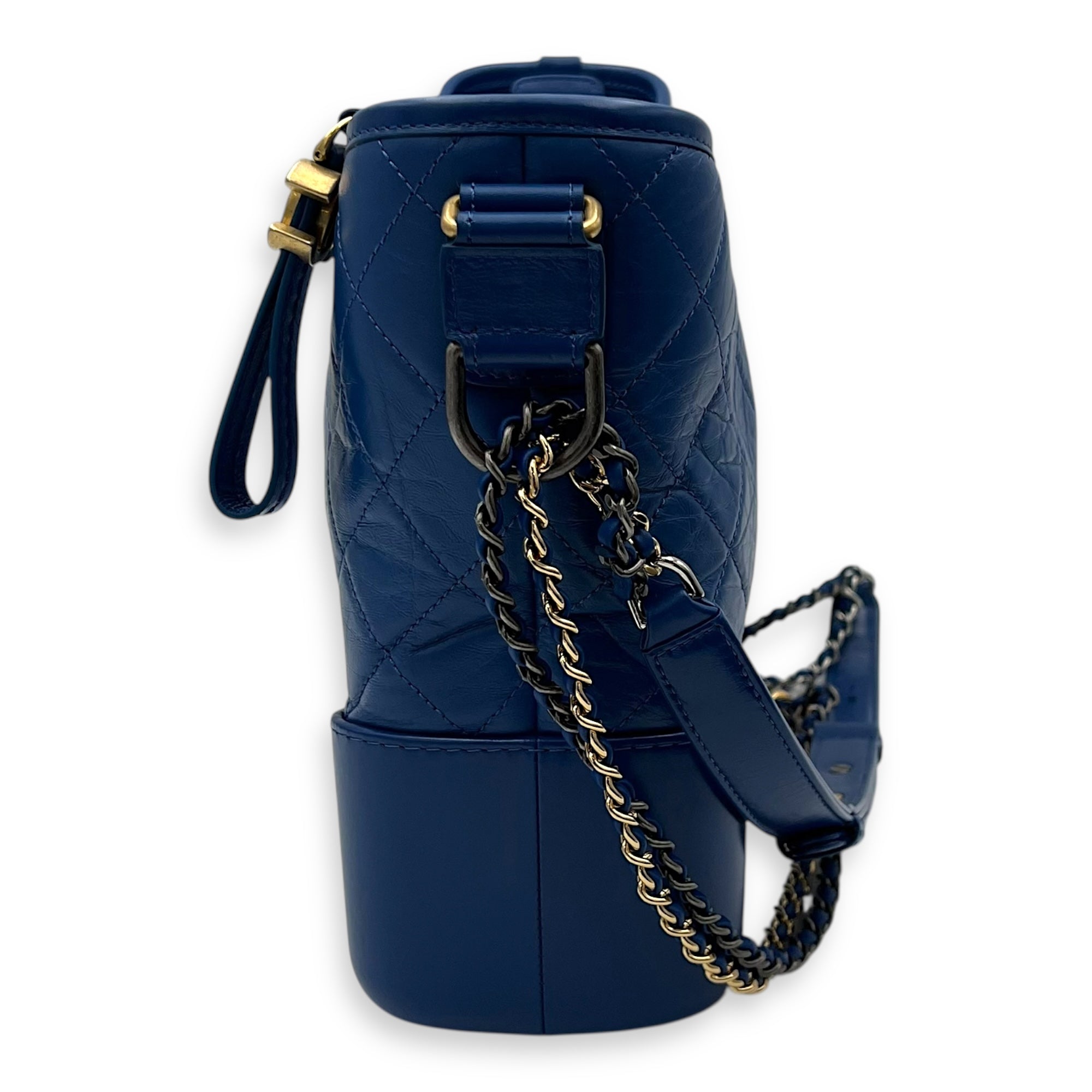 Gabrielle Shoulder Bag Medium Blue in Calfskin, Mixed hardware - Image 5