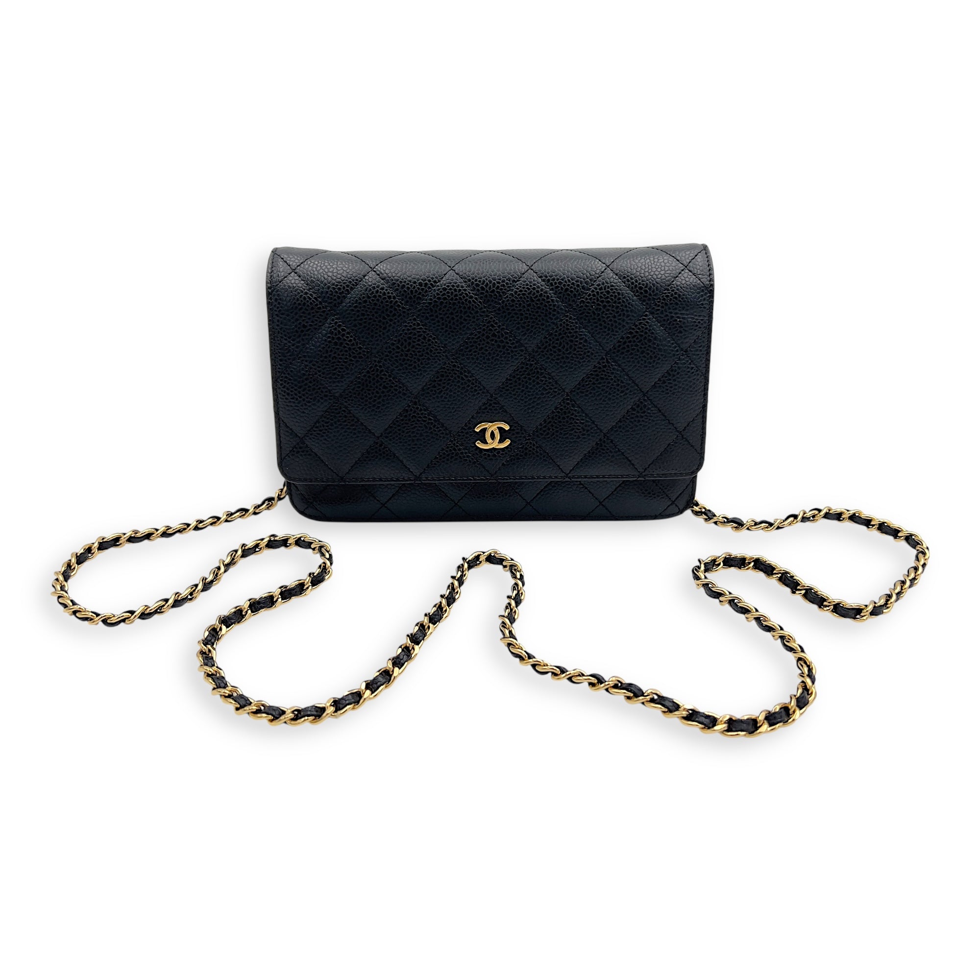 Classic Wallet On Chain Black in Caviar Leather, Gold hardware - Image 6