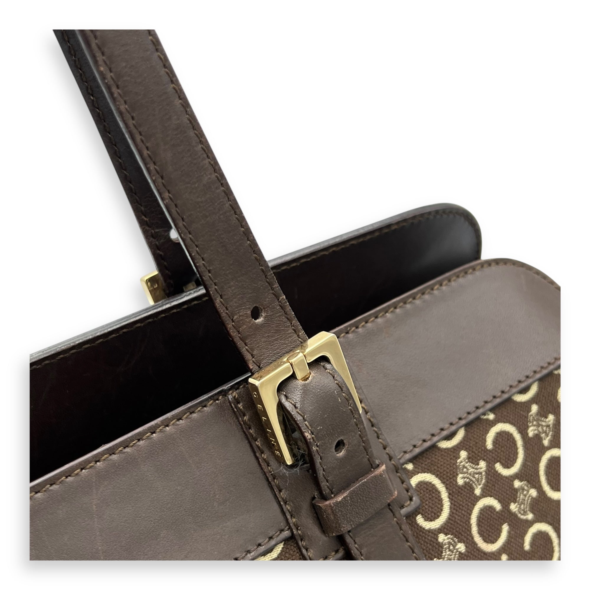 Macadam Brown Tote Bag in Canvas, Gold hardware - Image 9