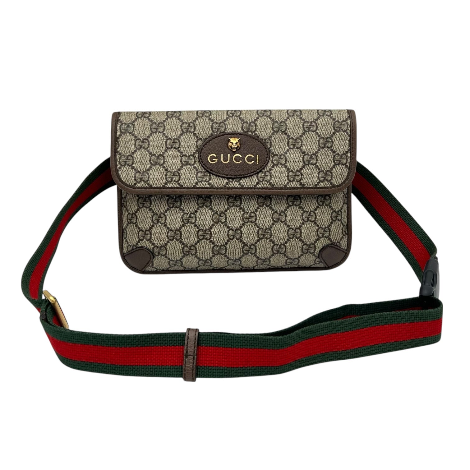 Ophidia Belt Bag Grey in Coated Canvas, Gold hardware - Image 9