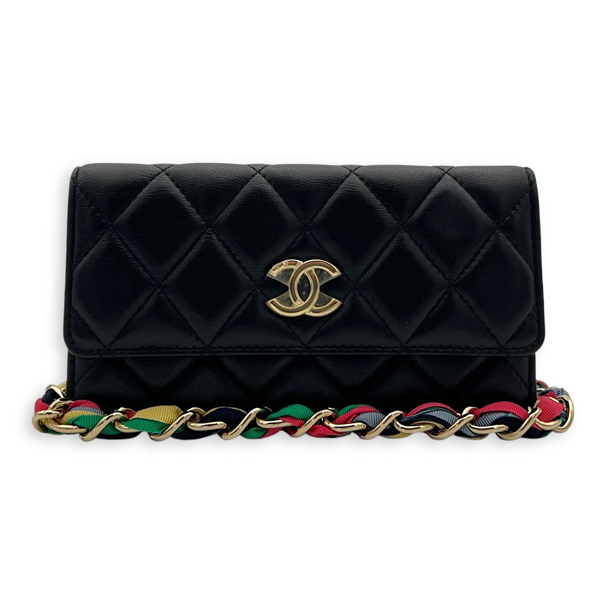 CC Wallet On Chain Black in Lambskin, Gold hardware - Image 9