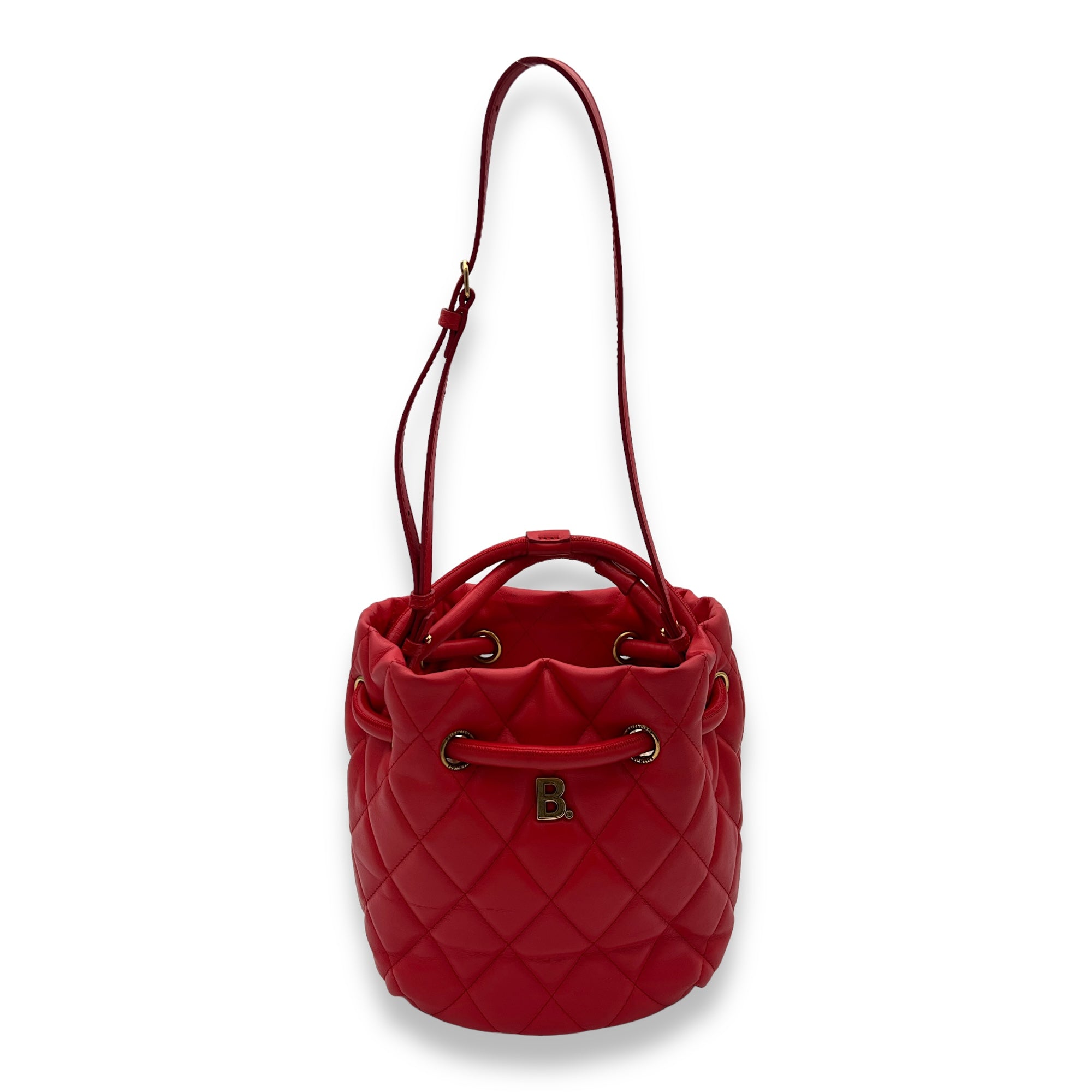 Quilted B Shoulder bag in Calfskin, Brushed Gold Hardware - Image 10