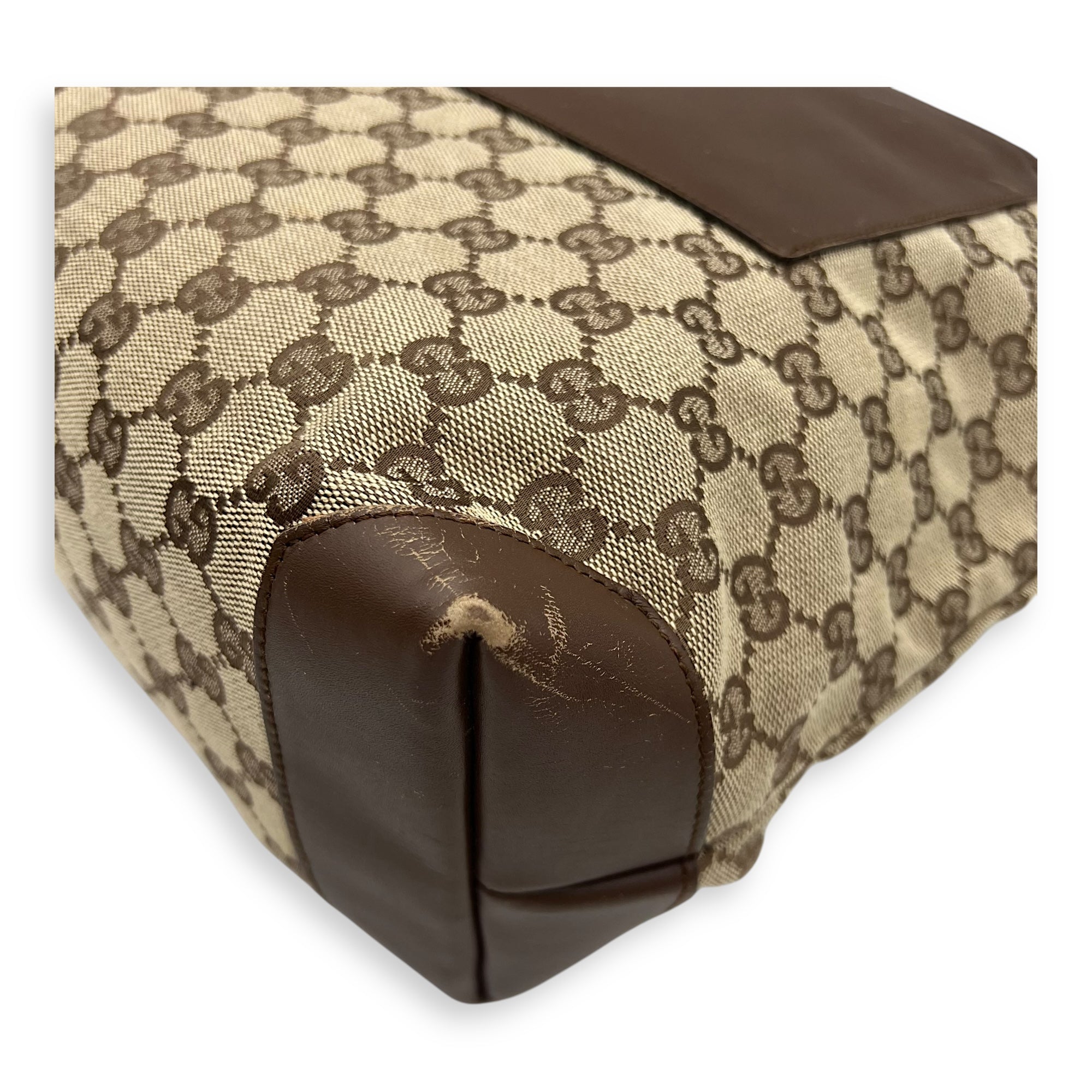 Vintage Tote Bag Brown in Coated Canvas, Silver hardware - Image 15