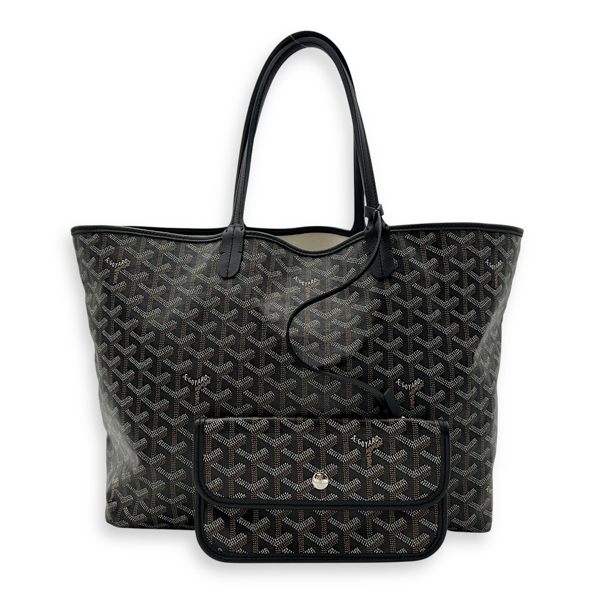 Saint Louis Tote Bag PM Black in Coated Canvas, Silver hardware - Image 10